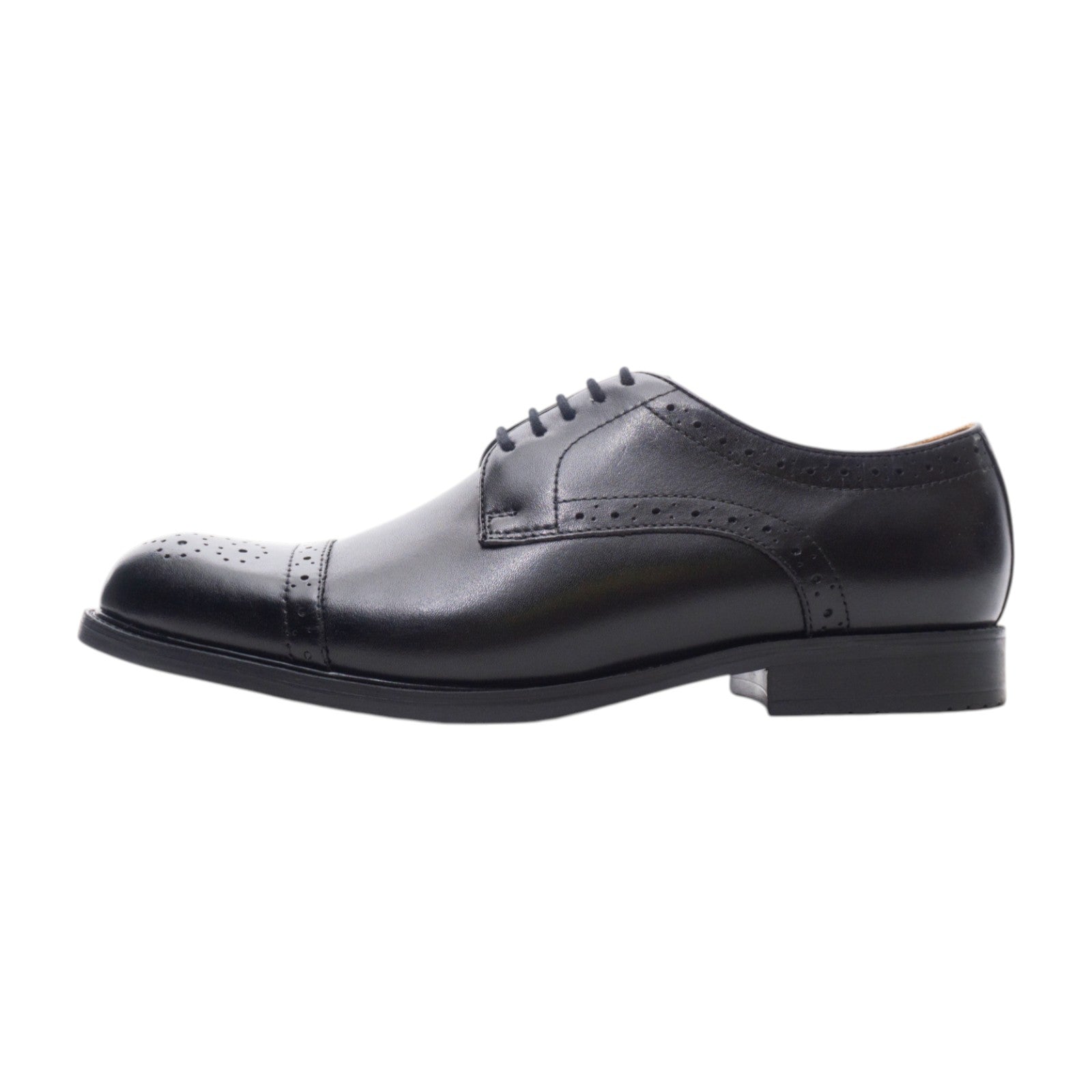 Round toe Derby Semi Brogue Black