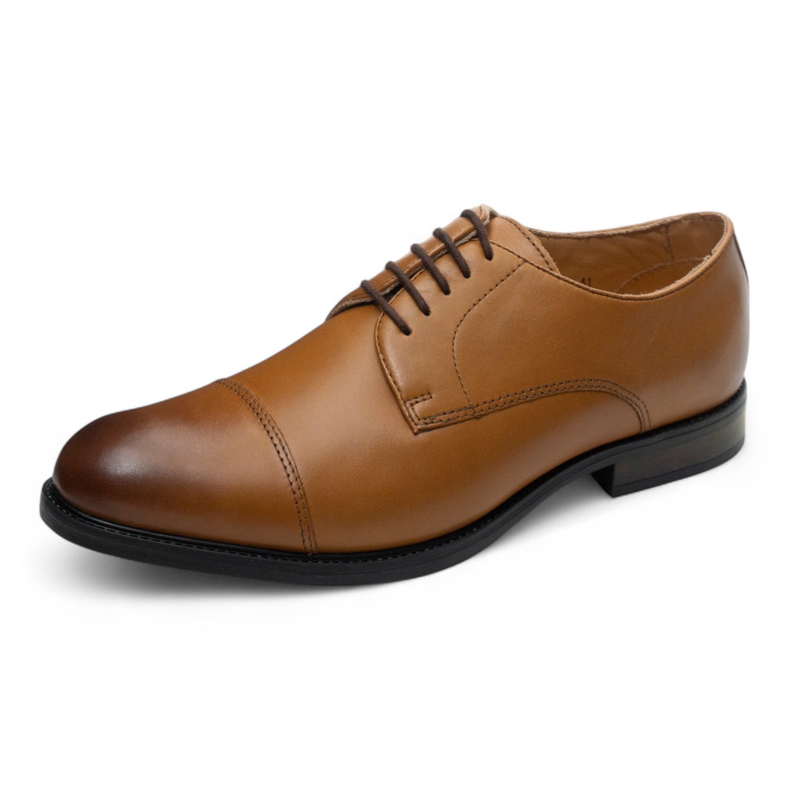Round toe Derby Straight Tip Light Brown
