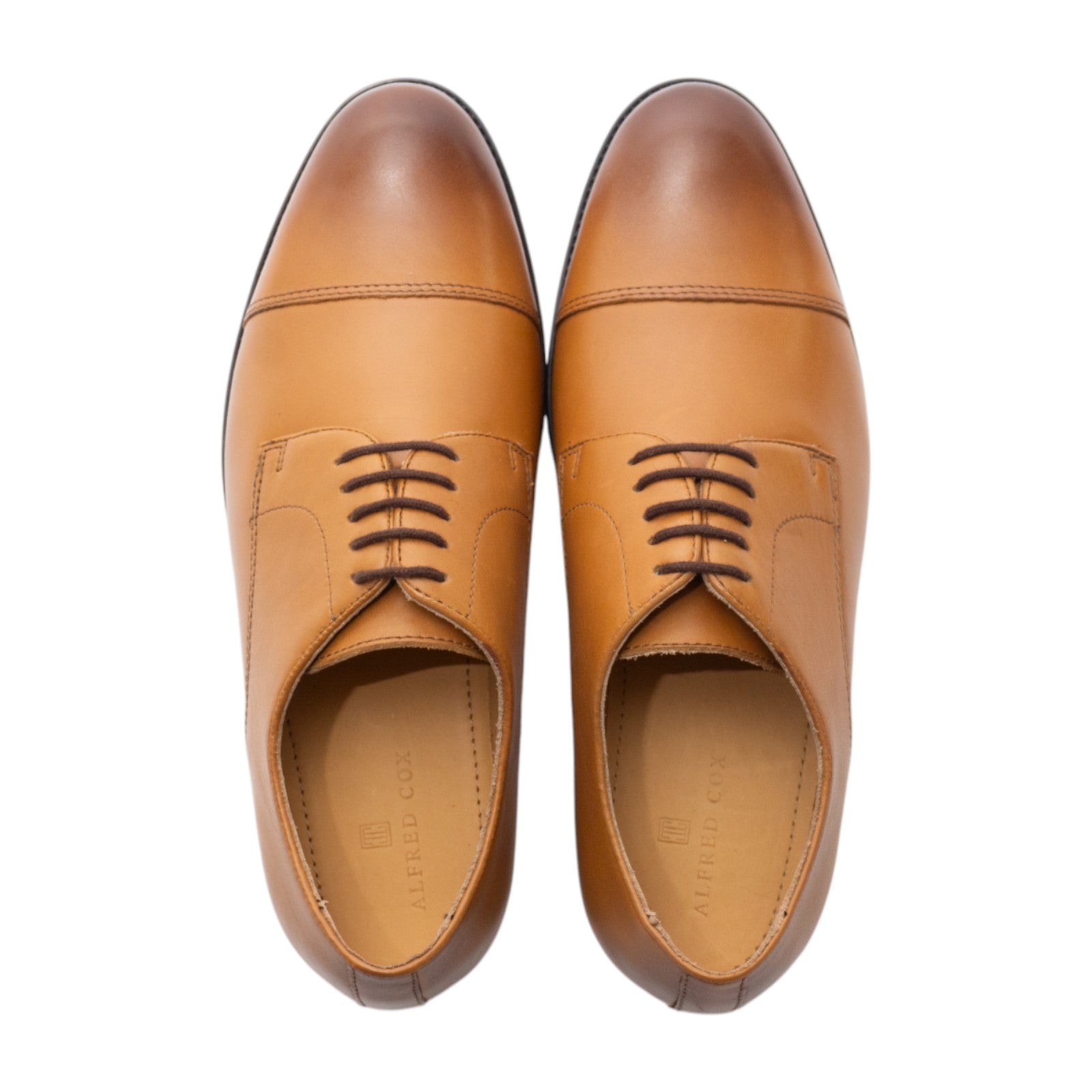 Round toe Derby Straight Tip Light Brown