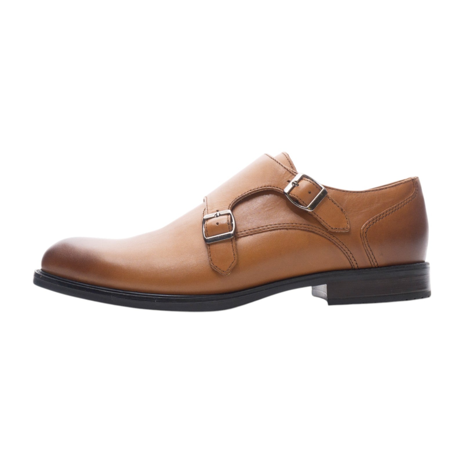 Round toe Doublemonk Plane Toe Light Brown