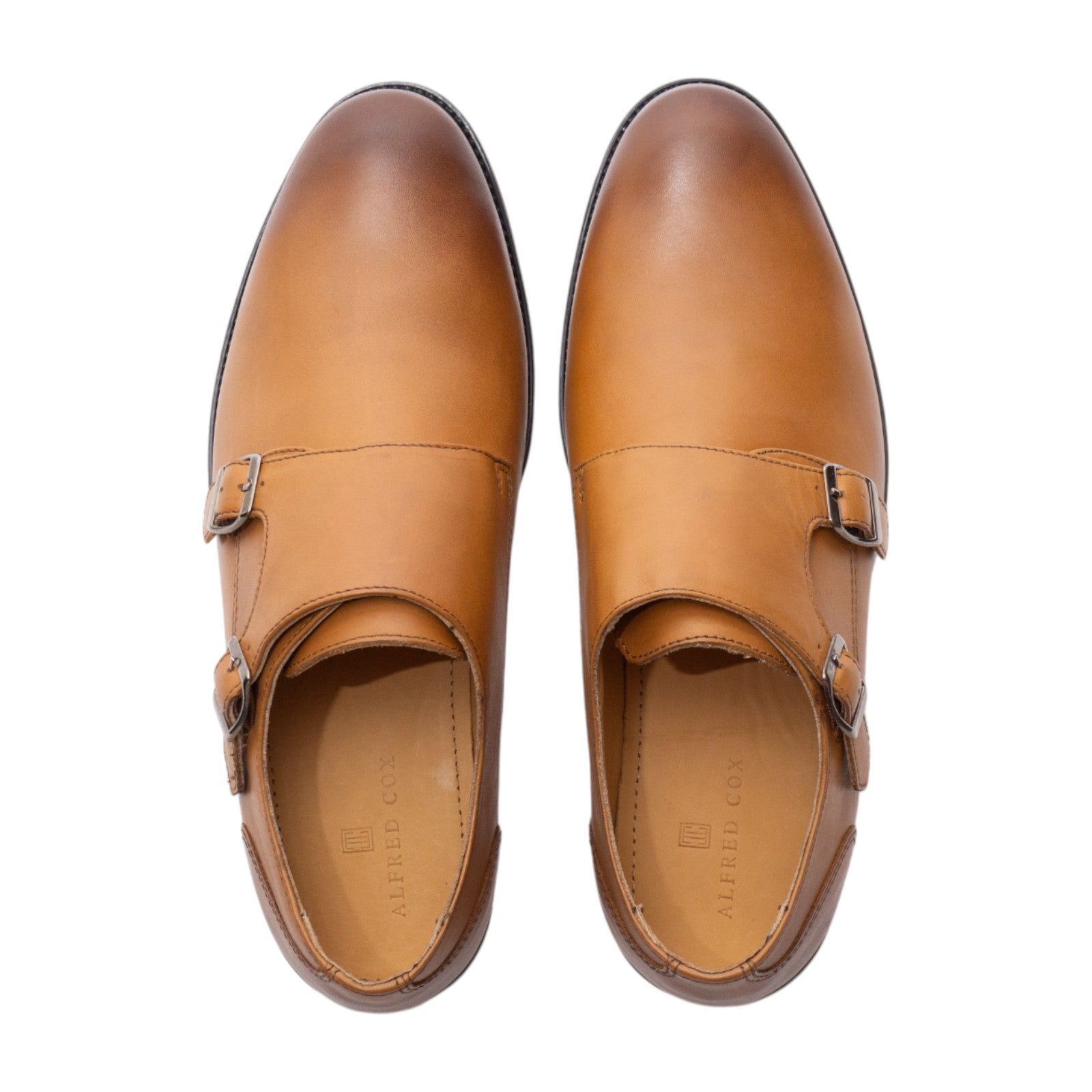 Round toe Doublemonk Plane Toe Light Brown