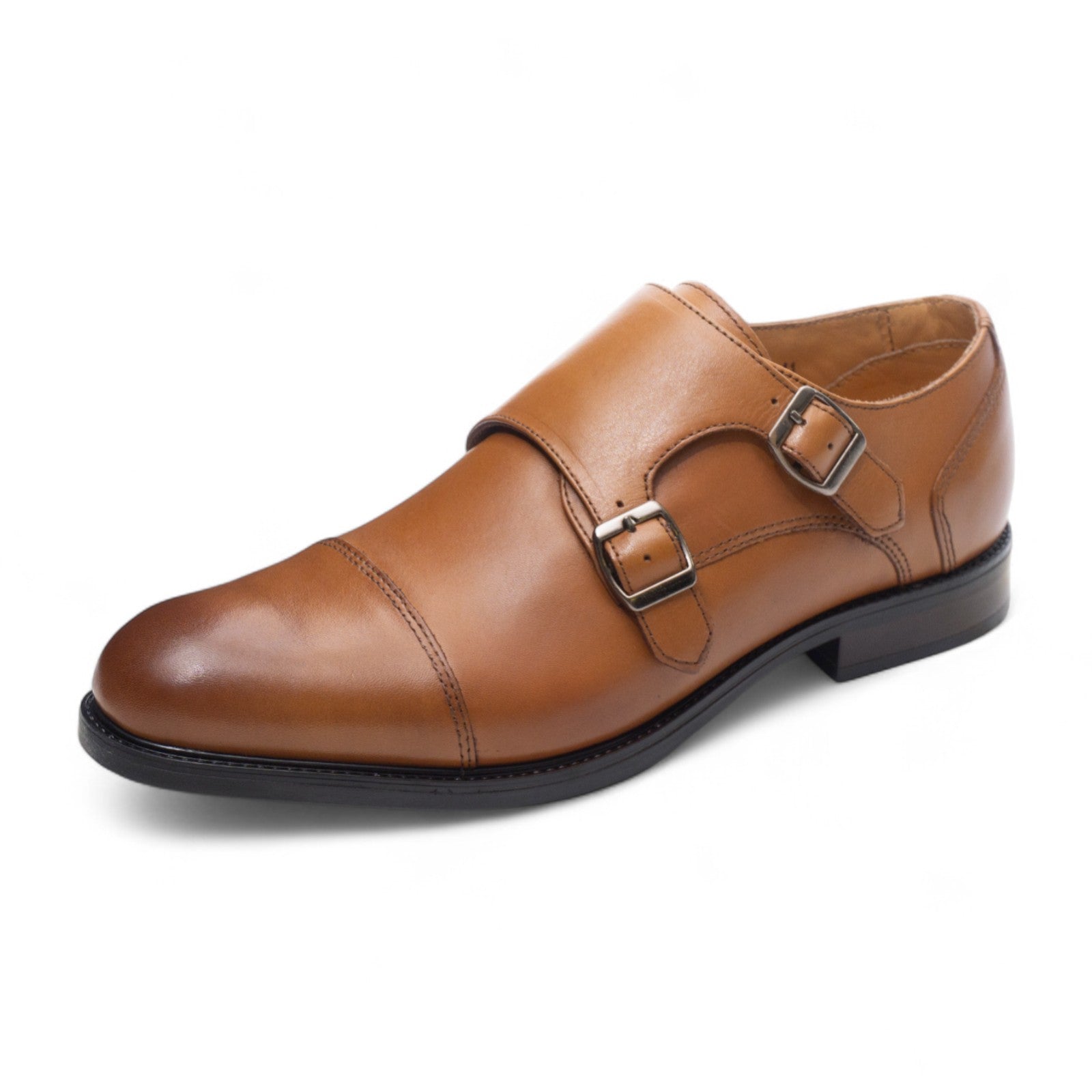 Round toe Doublemonk Straight Tip Light Brown