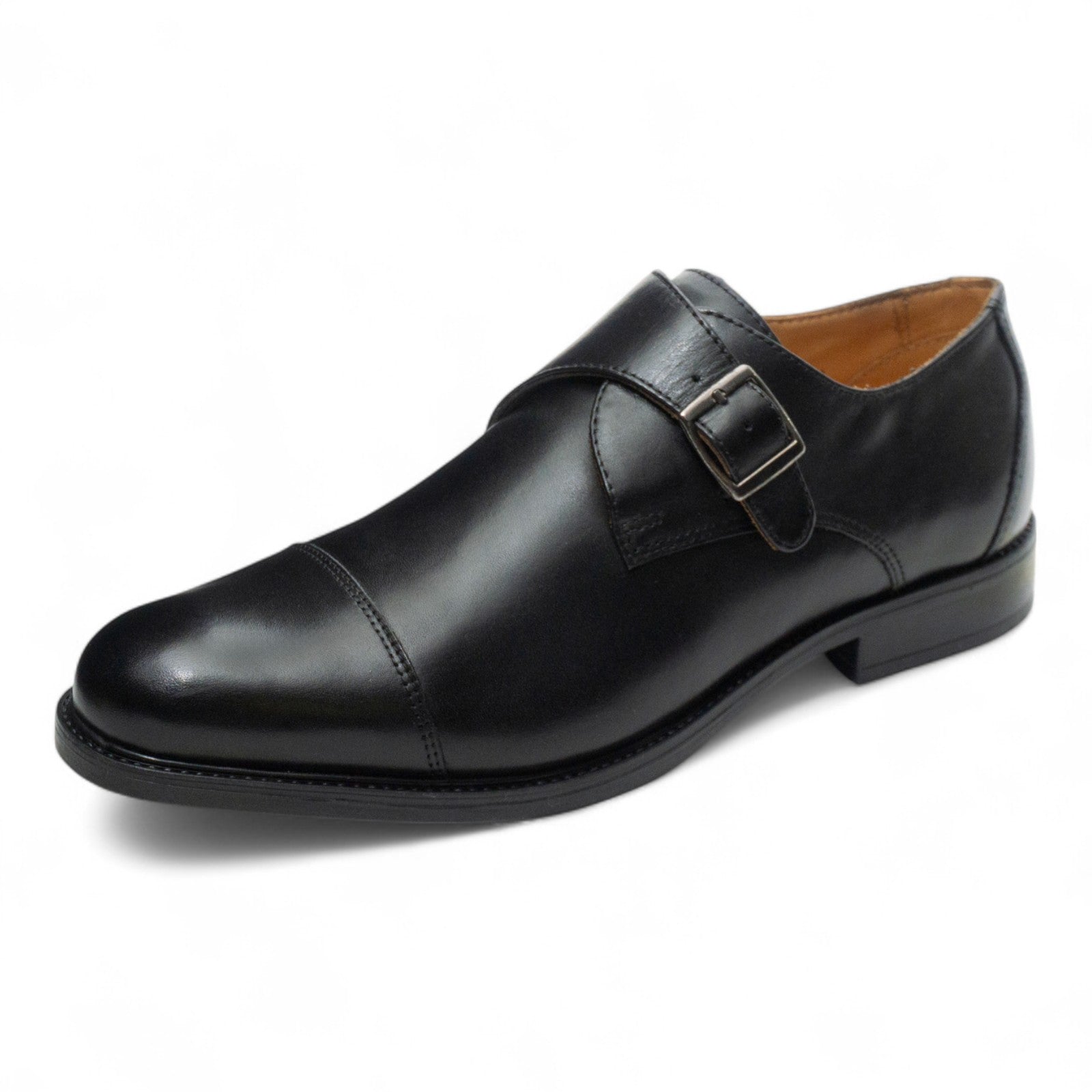 Round toe Singlemonk Straight Tip Black