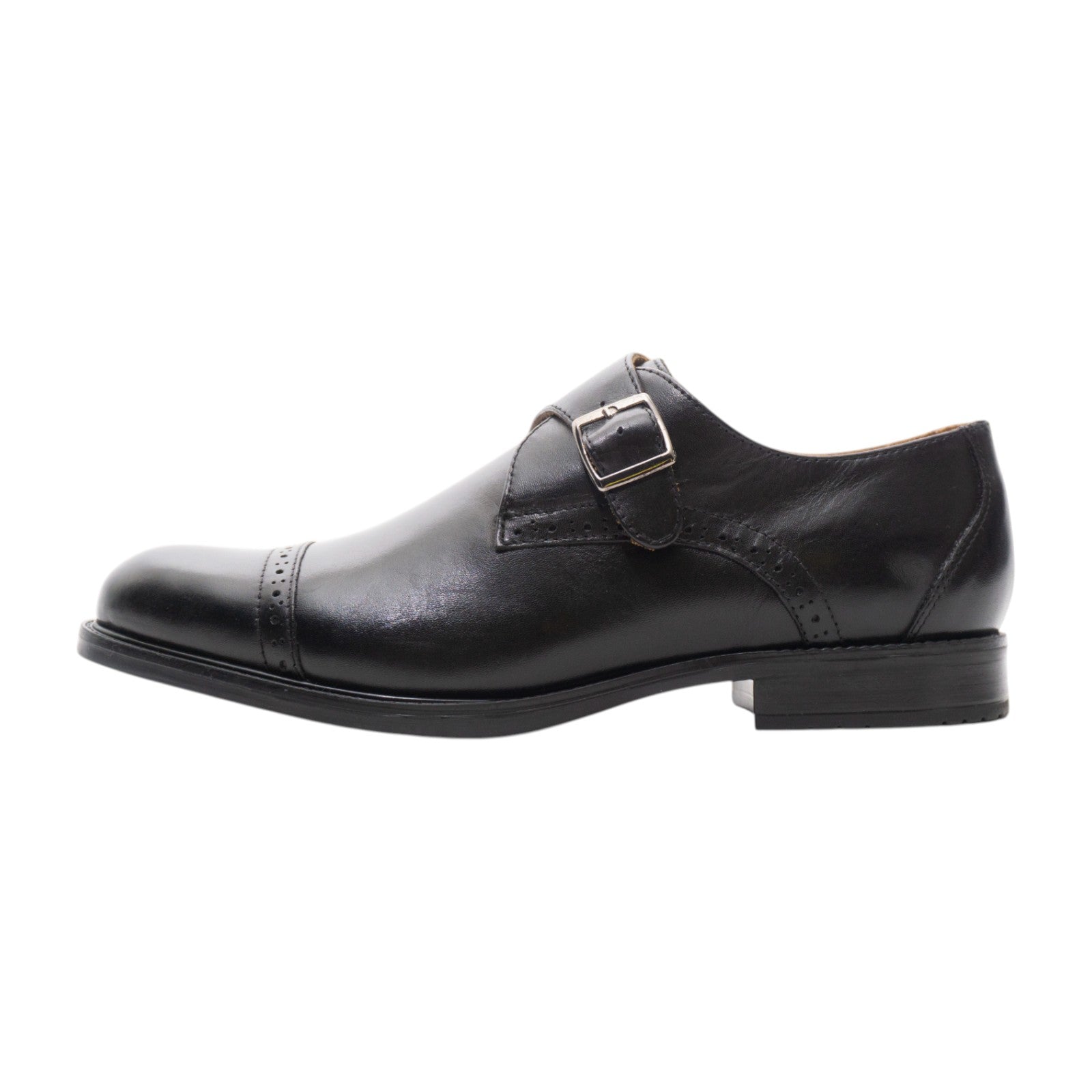 Round toe Singlemonk Quarter Brogue Black
