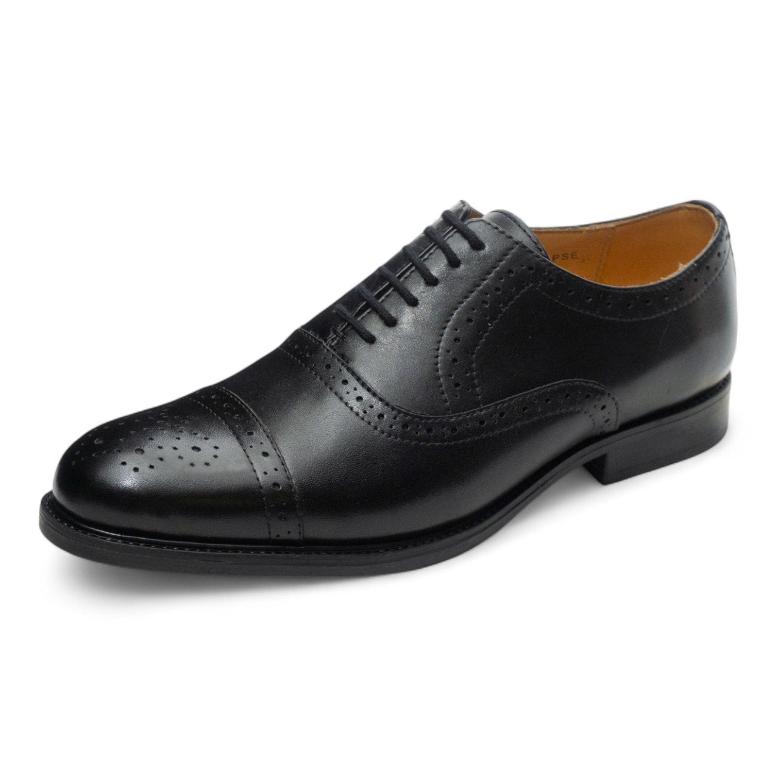 Round toe Oxford Semi Brogue Black
