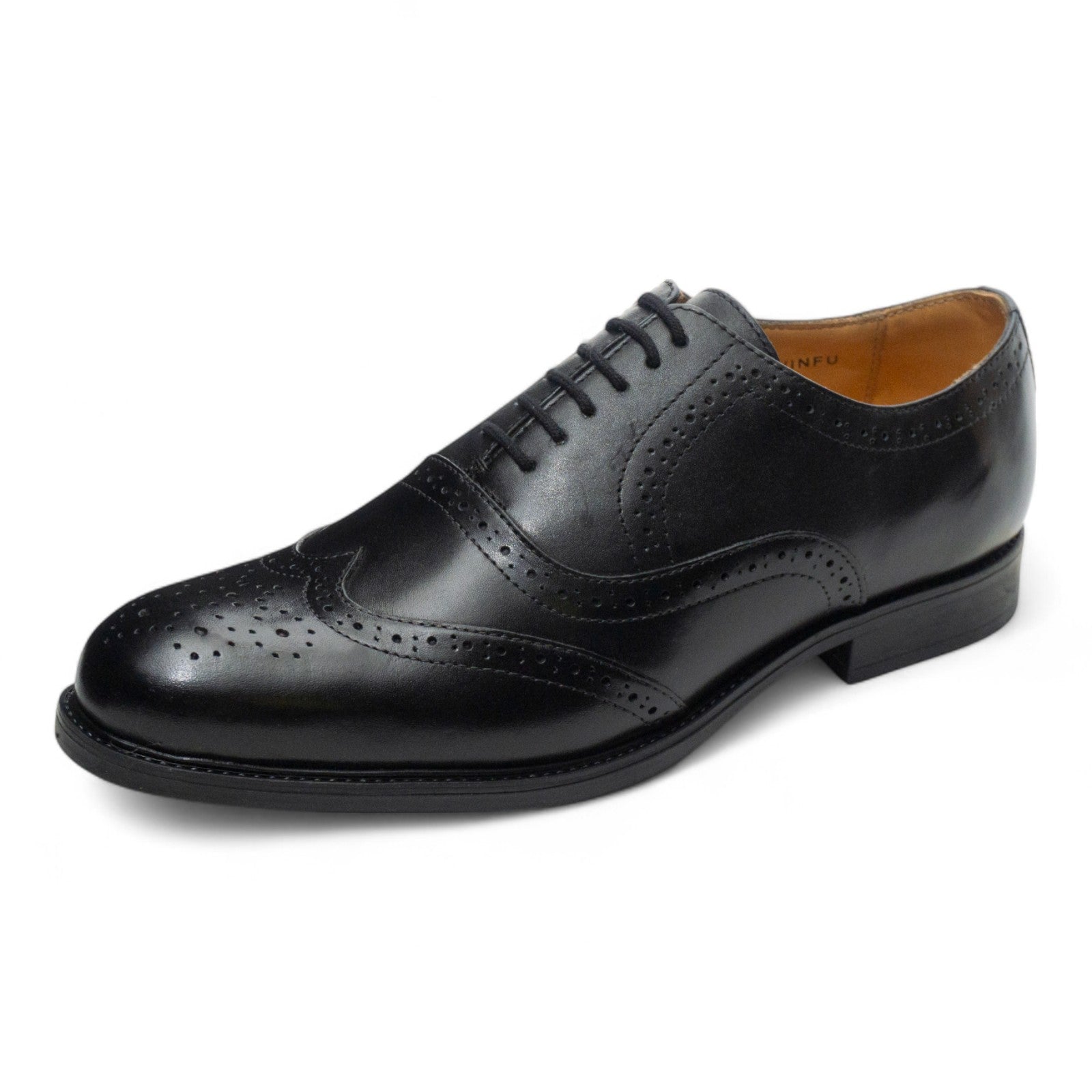 Round toe Oxford Wing Tip Black