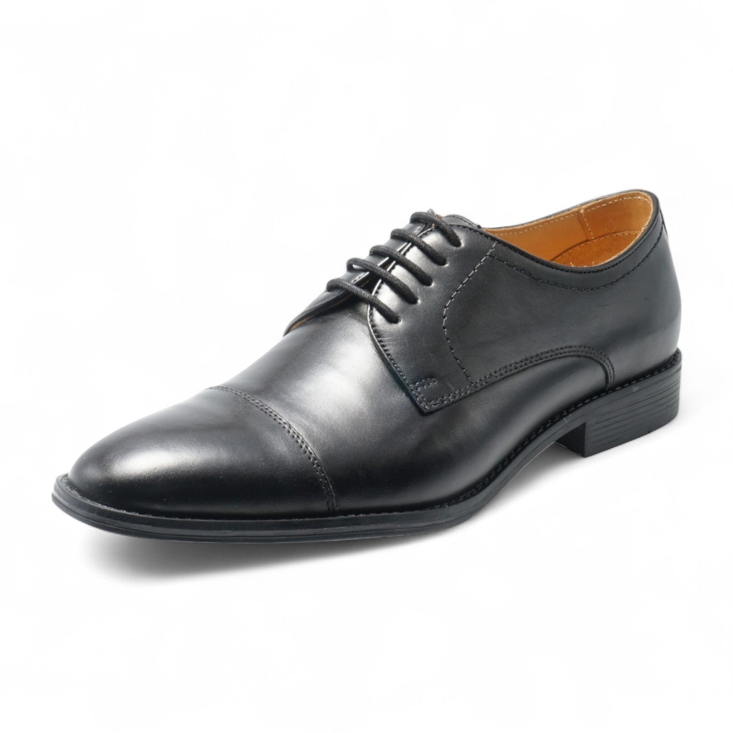 Semi long toe Derby Straight Tip Black