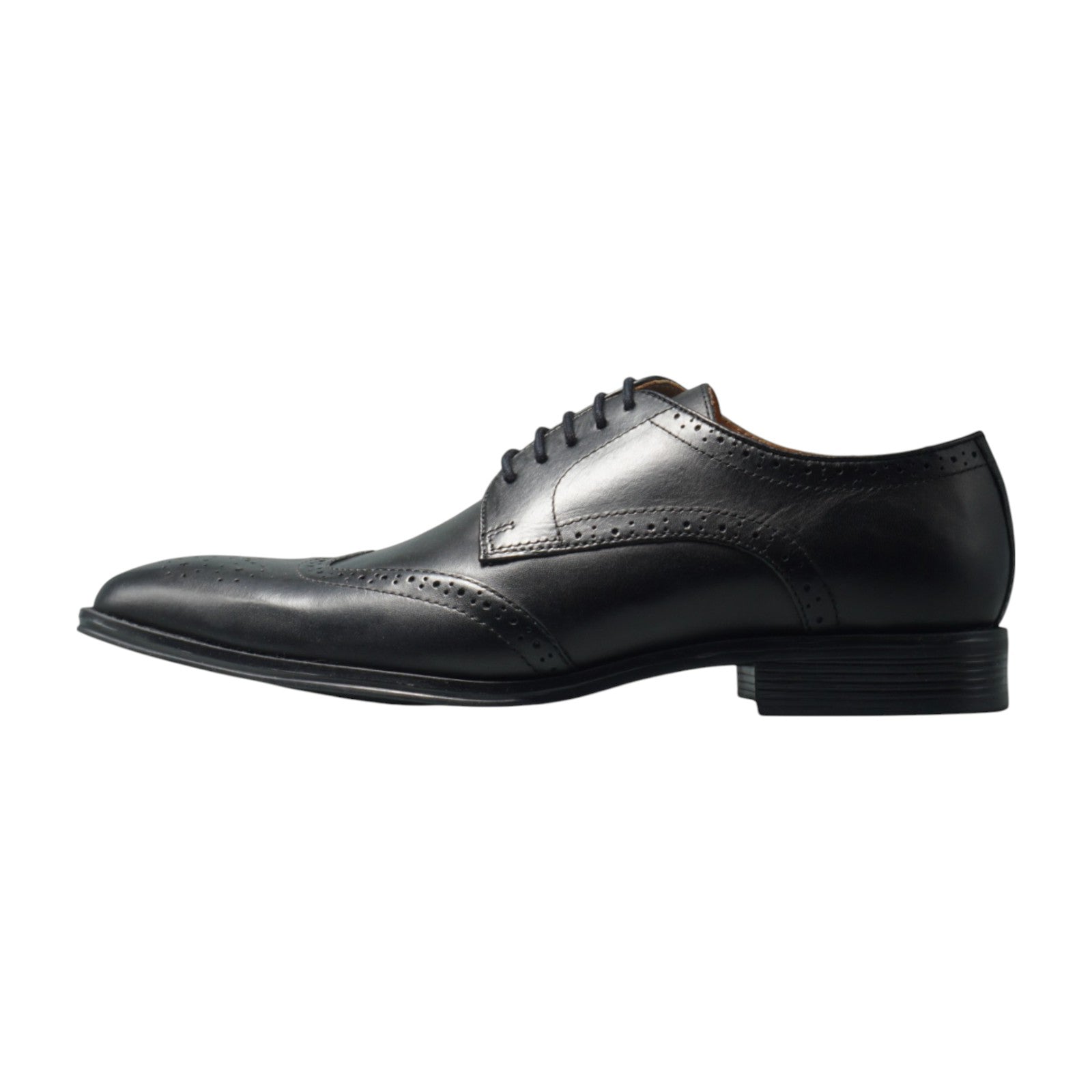 Semi long toe Derby Wing Tip Black