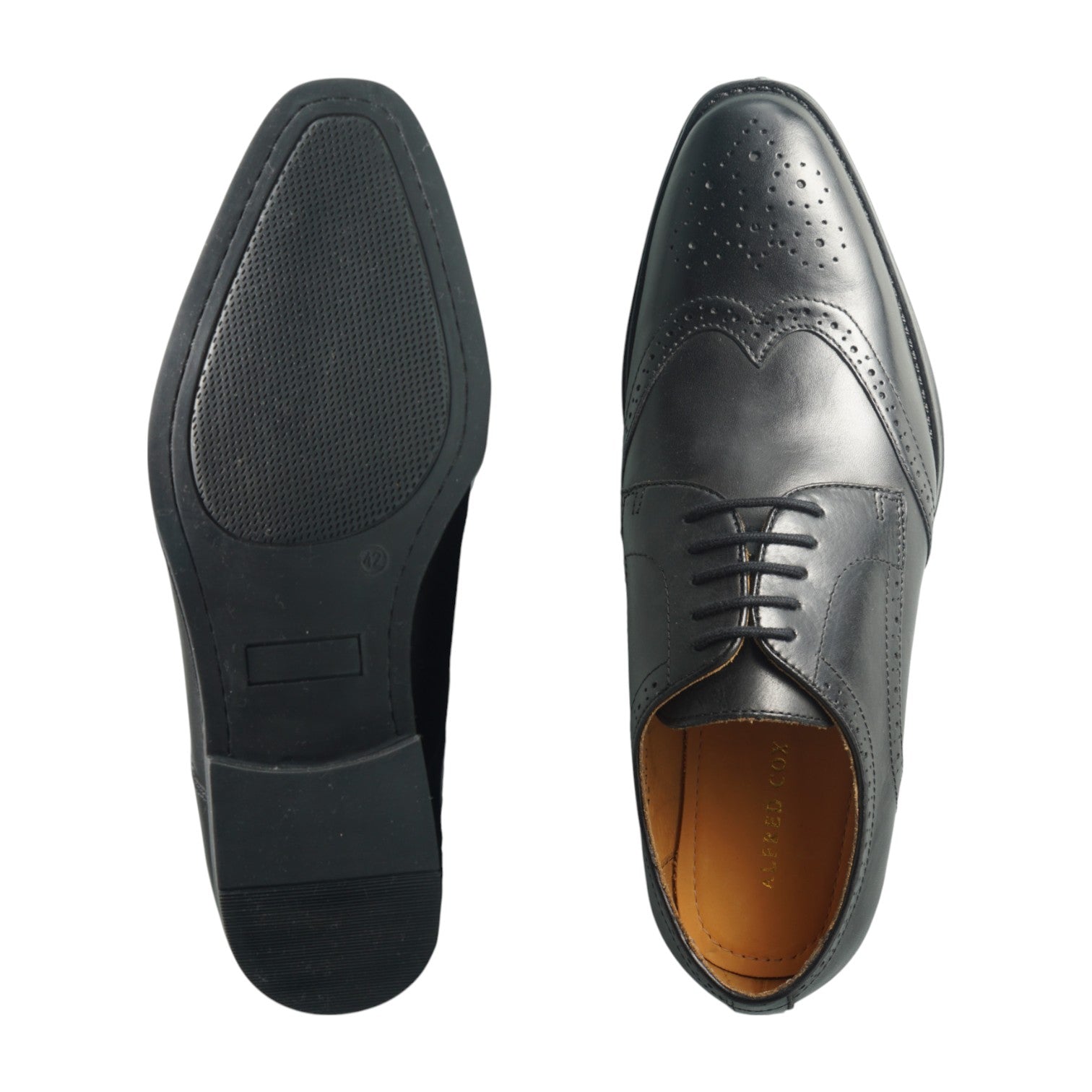 Semi long toe Derby Wing Tip Black