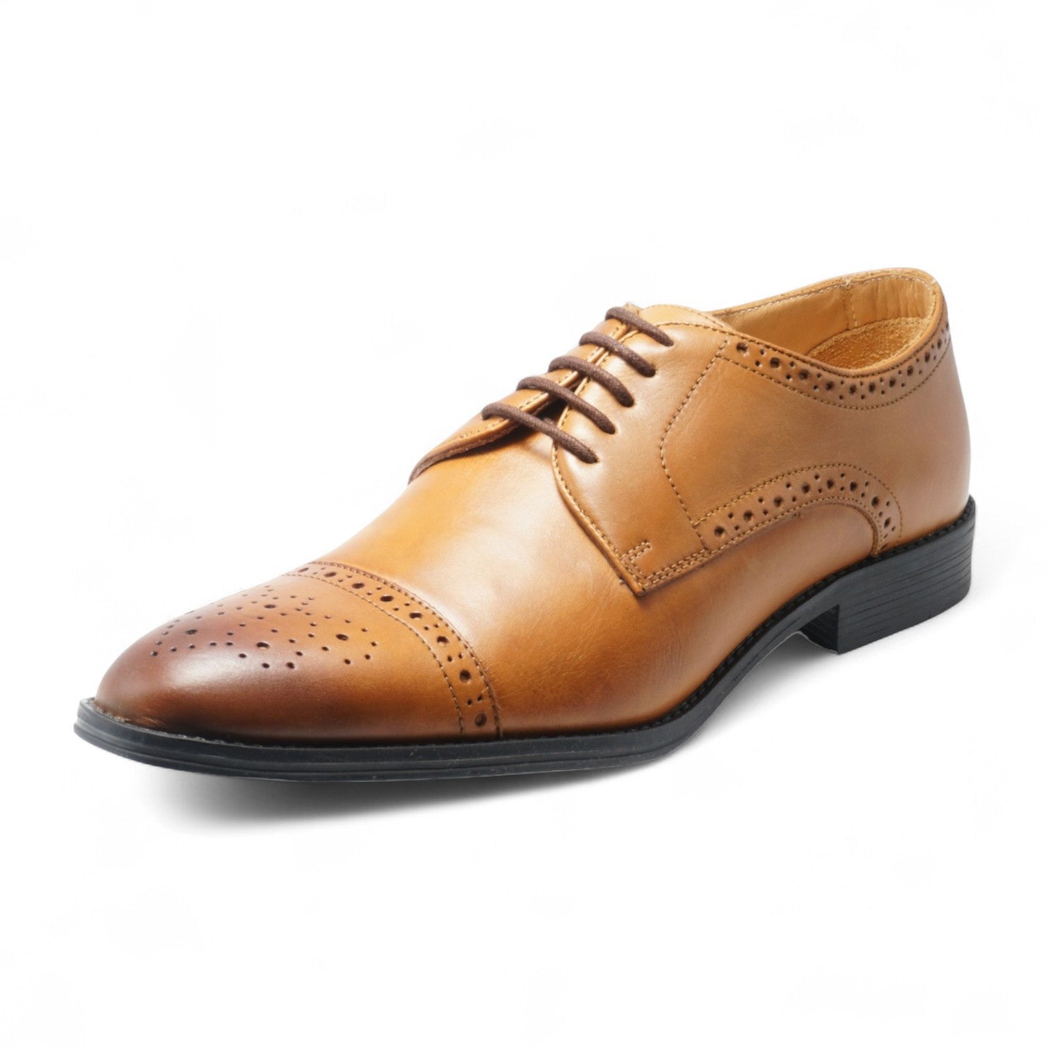 Semi long toe Derby Semi Brogue tan
