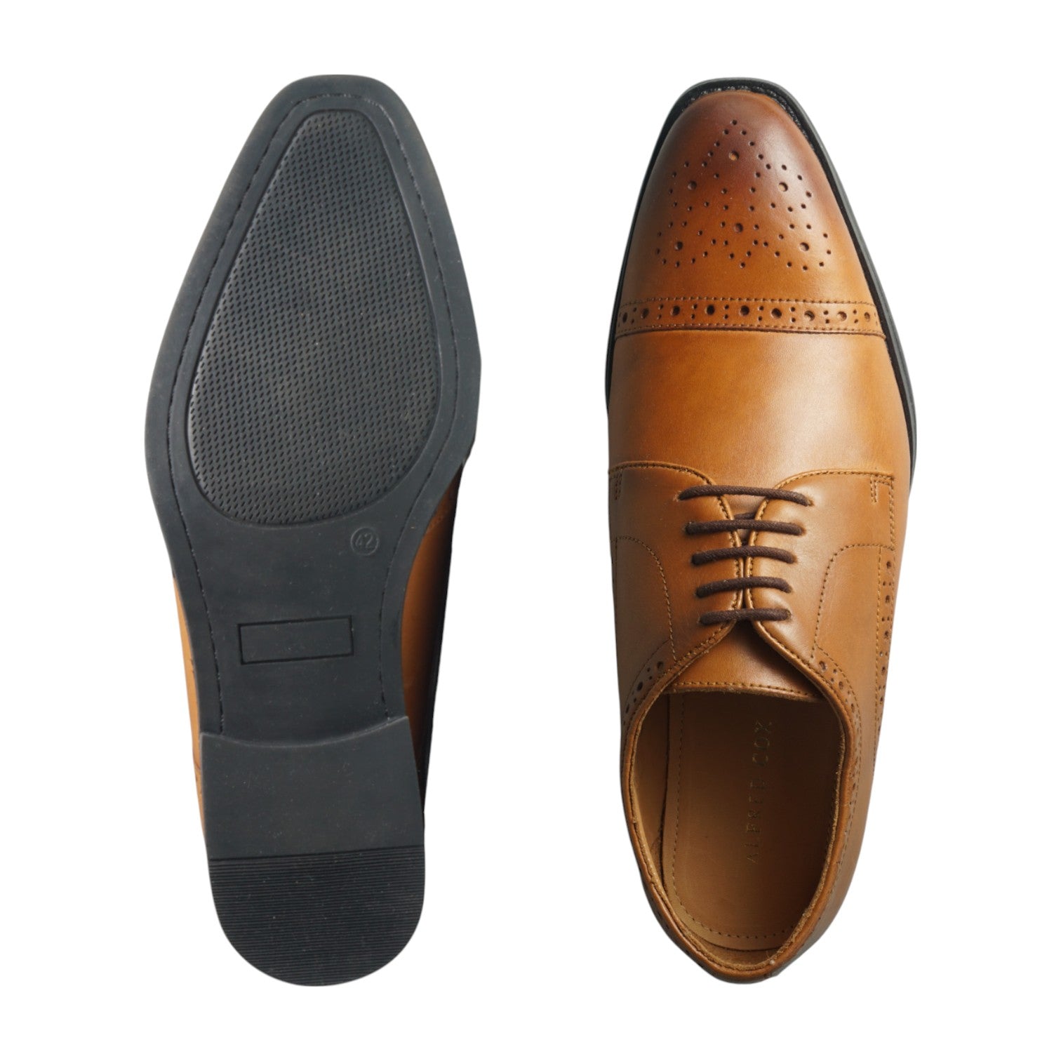 Semi long toe Derby Semi Brogue tan