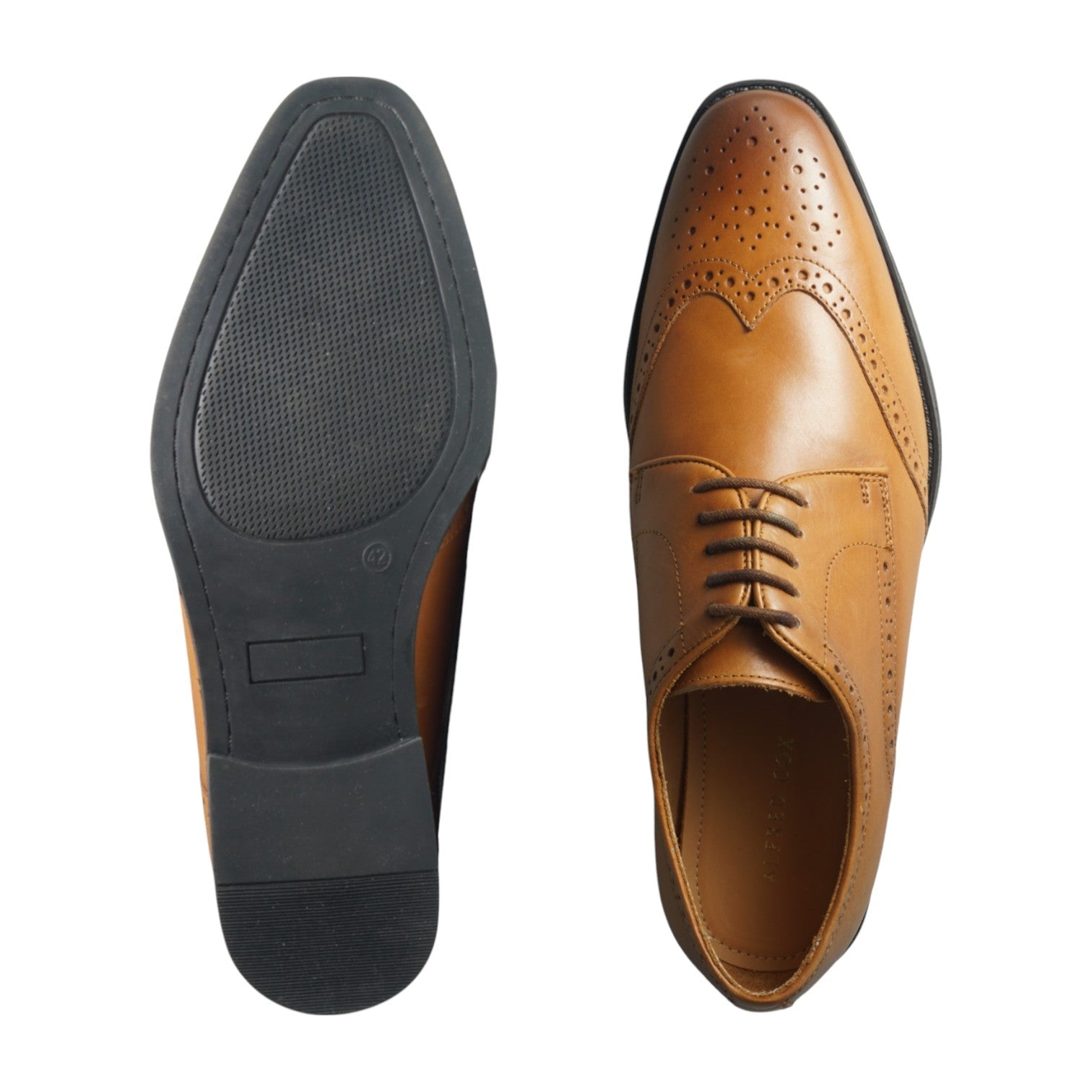 Semi long toe Derby Wing Tip tan