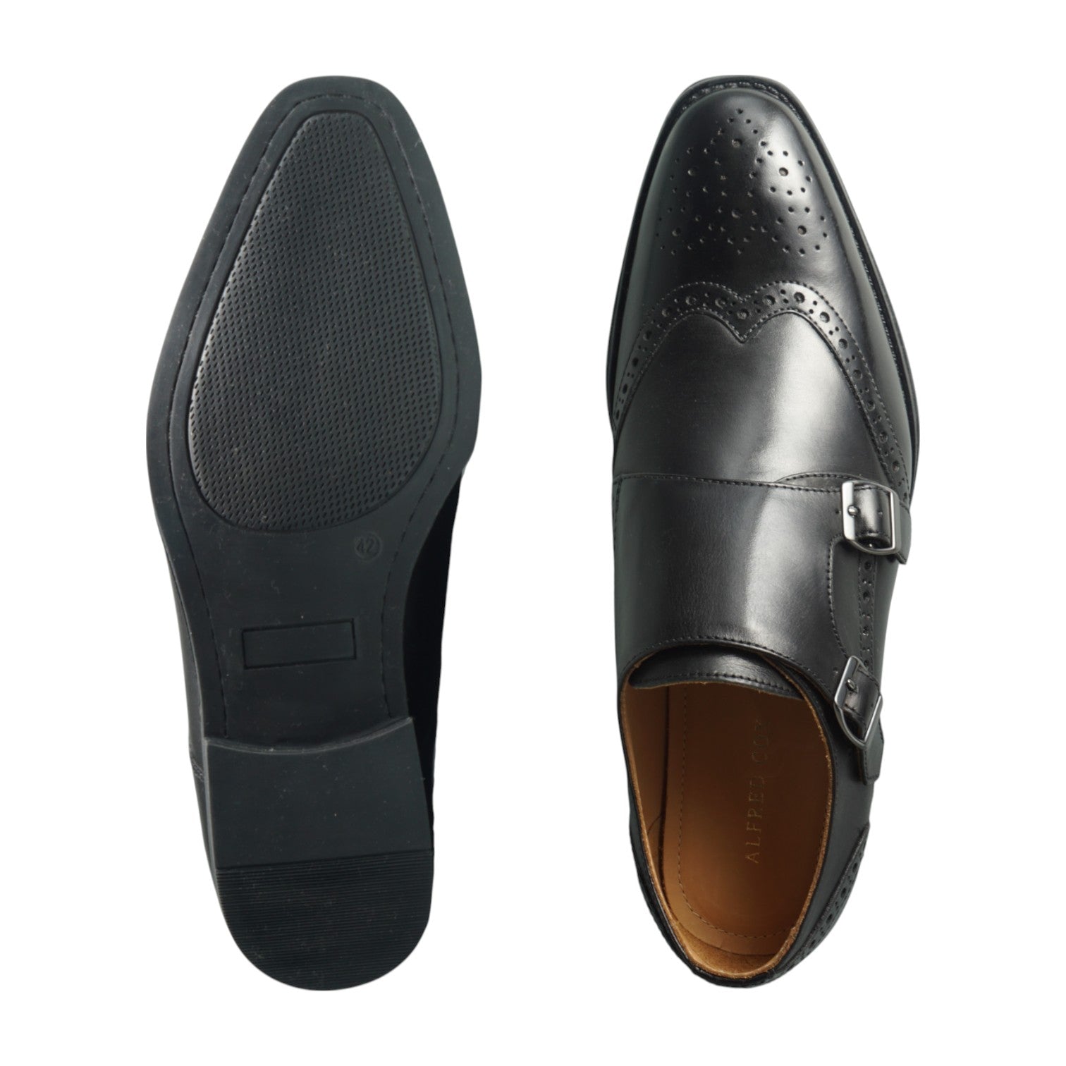 Semi long toe Doublemonk Wing Tip Black