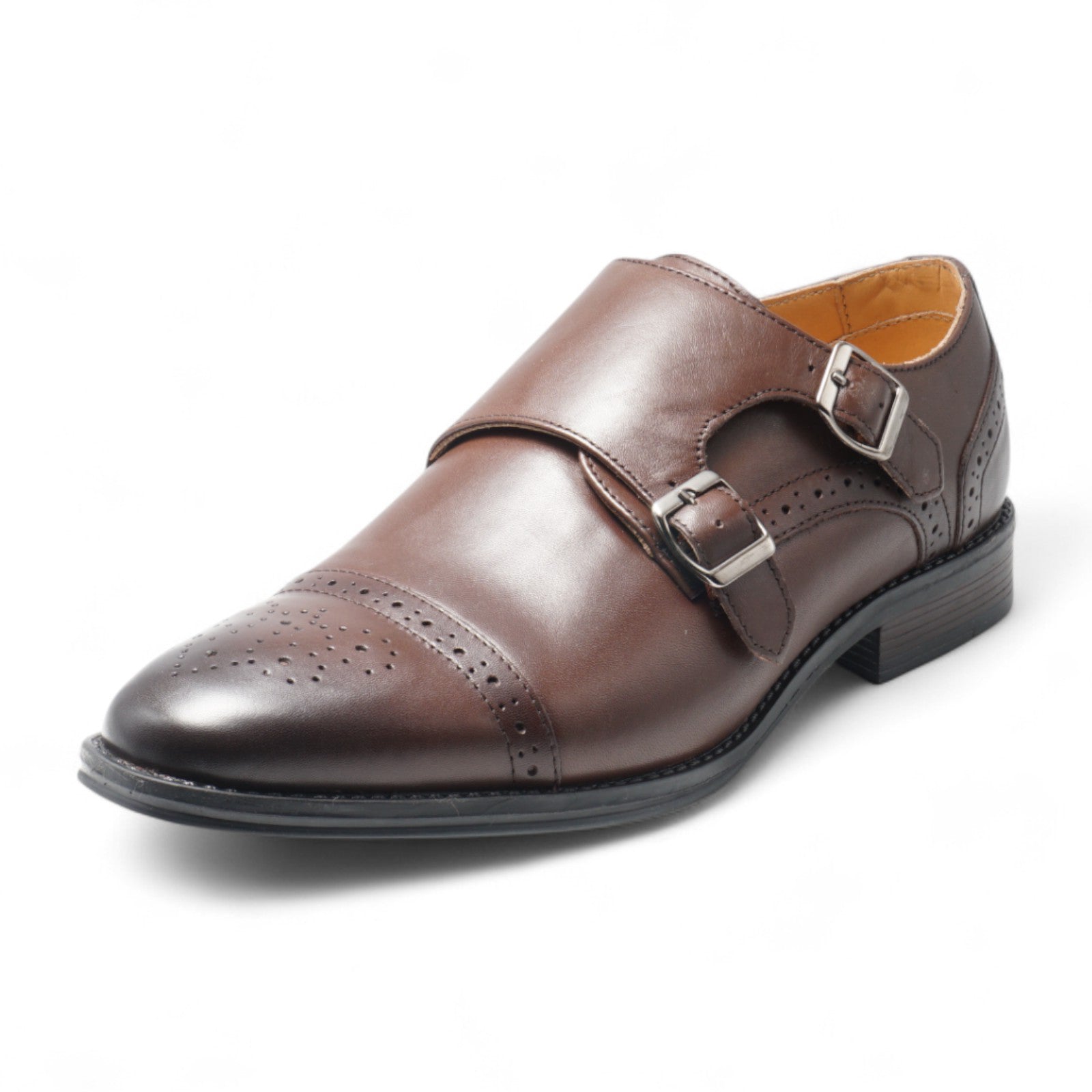 Semi long toe Doublemonk Semi Brogue darkbrown