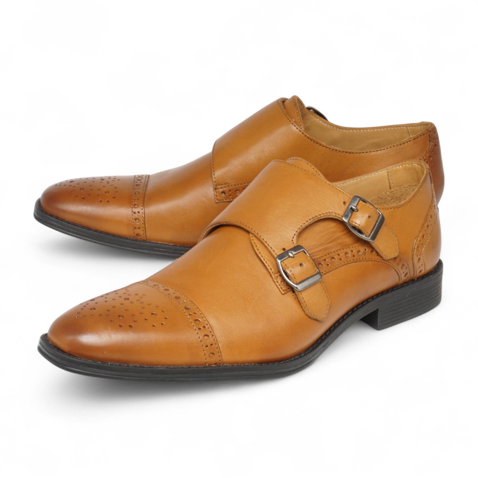 Semi long toe Doublemonk Semi Brogue tan