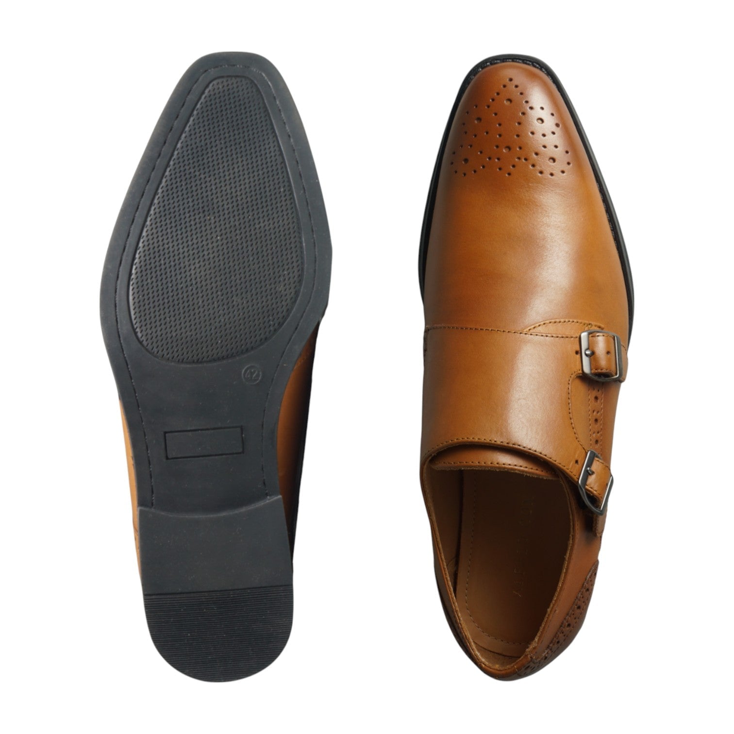 Semi long toe Doublemonk Plane medallion Black