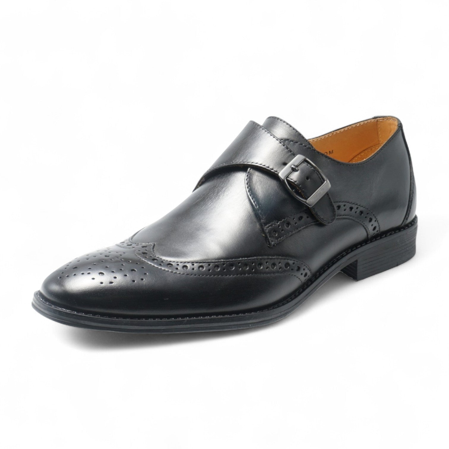 Semi long toe Singlemonk Wing Tip Black