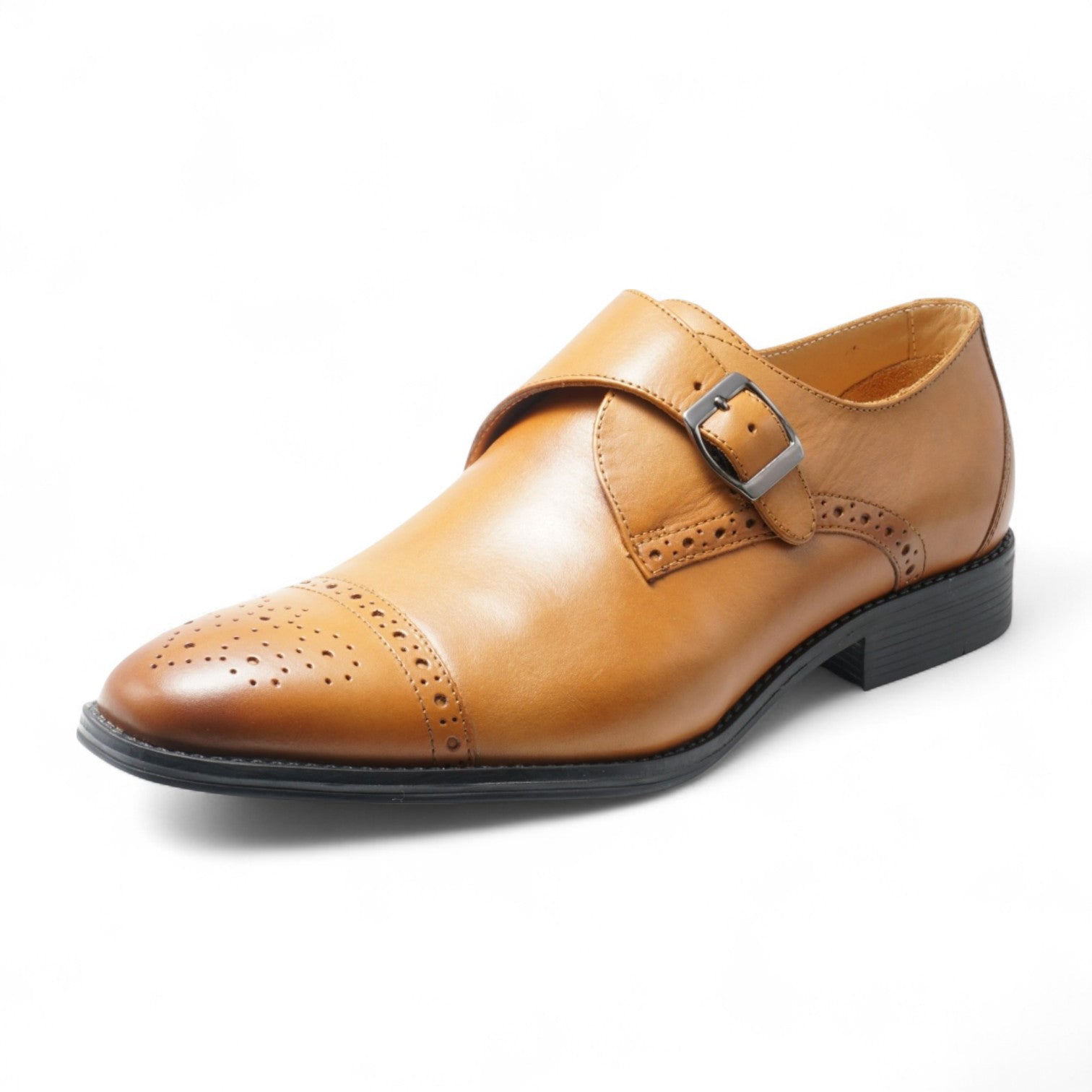 Semi long toe Singlemonk Semi Brogue tan