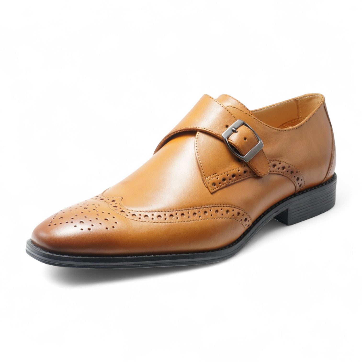 Semi long toe Singlemonk Wing Tip tan