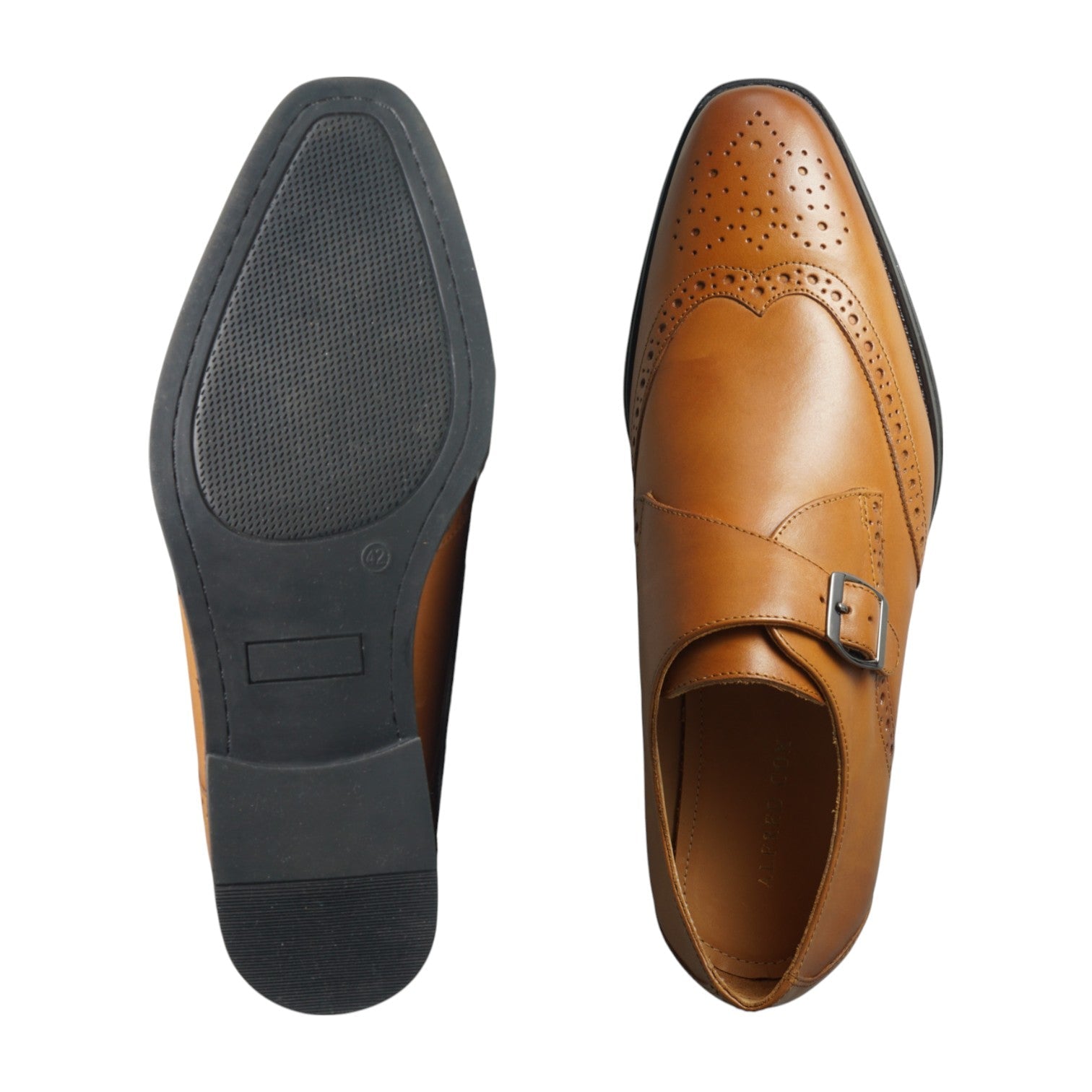 Semi long toe Singlemonk Wing Tip tan