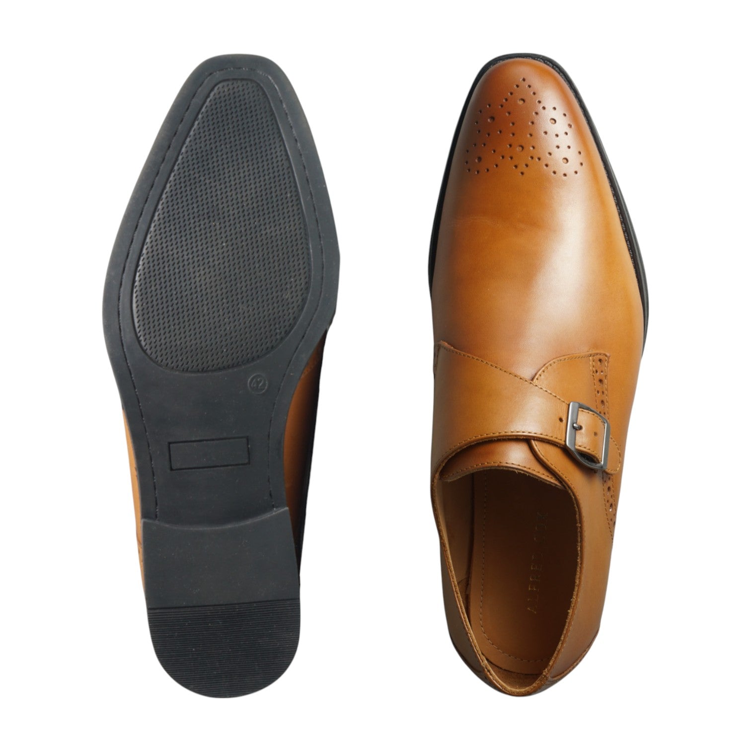 Semi long toe Singlemonk Plane medallion tan