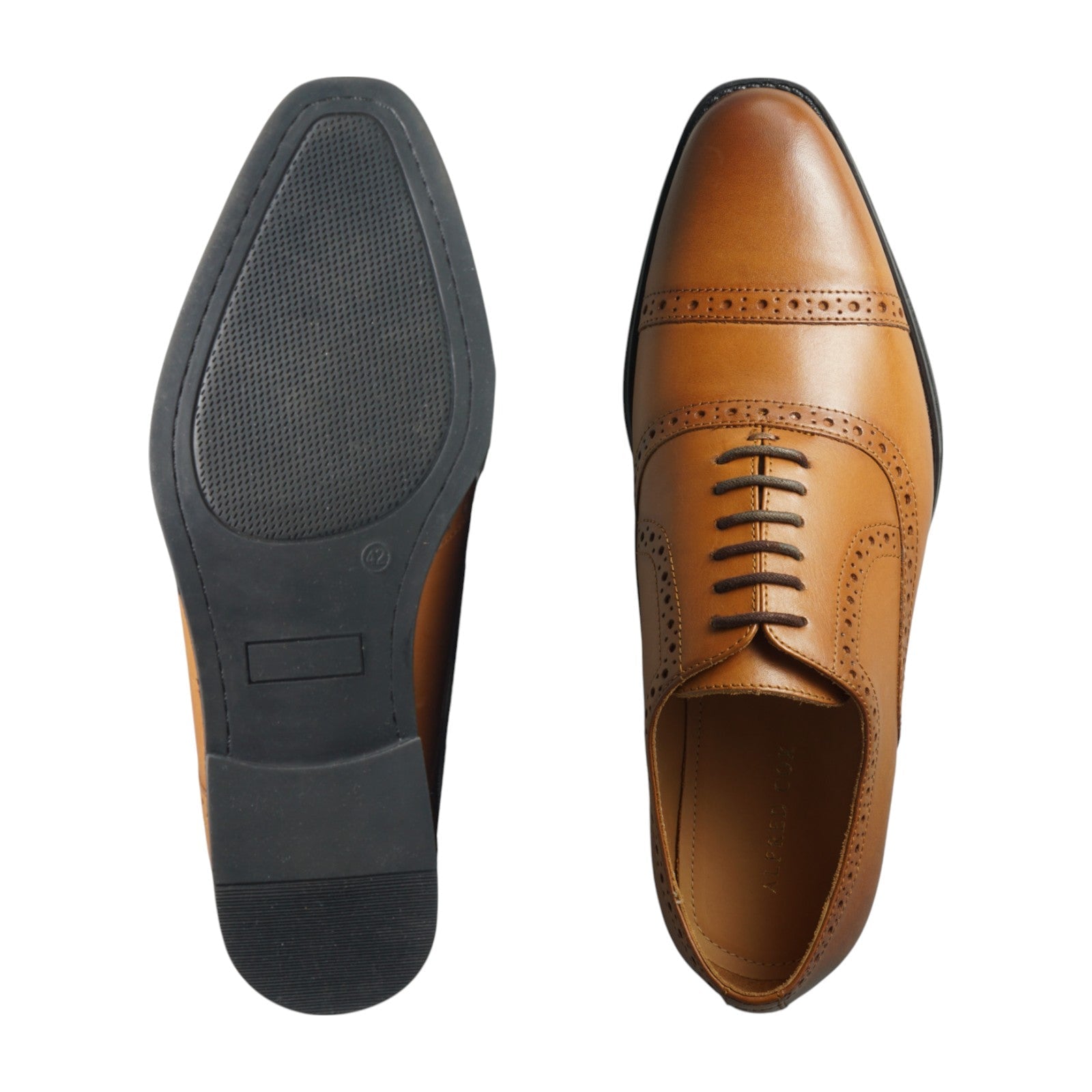 Semi long toe Oxford Quarter Brogue tan