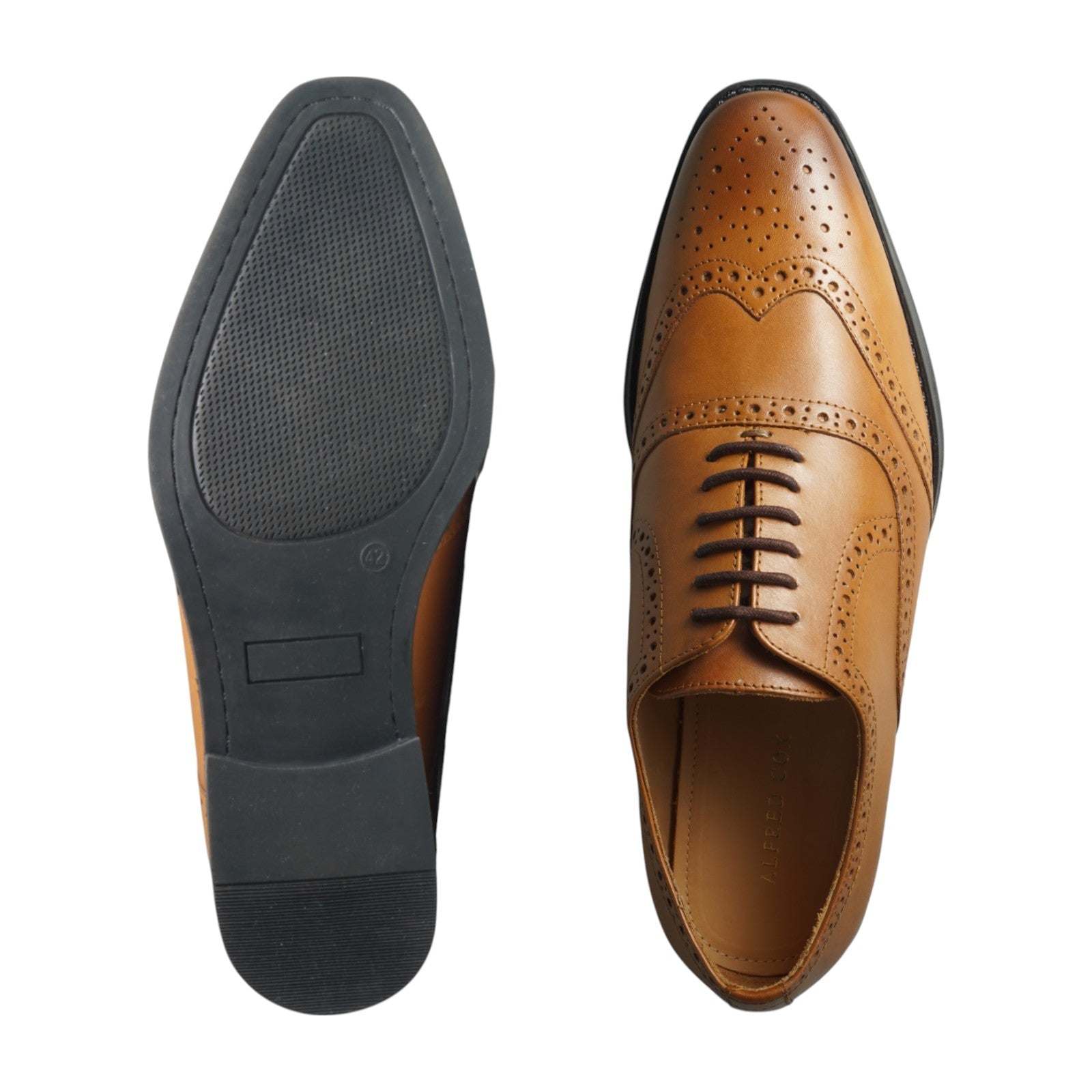 Semi long toe Oxford Wing Tip tan
