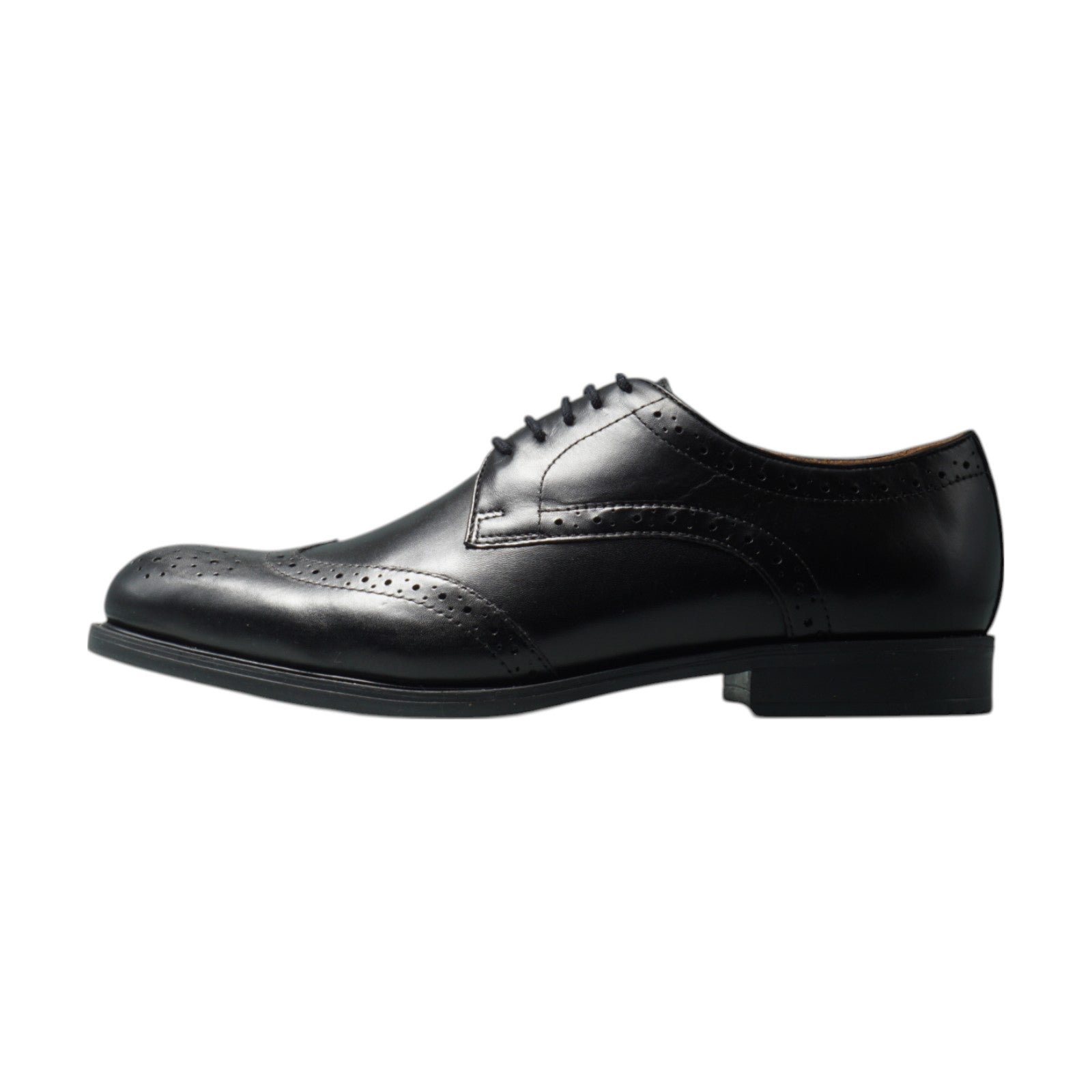 Round toe Derby Wing Tip Black