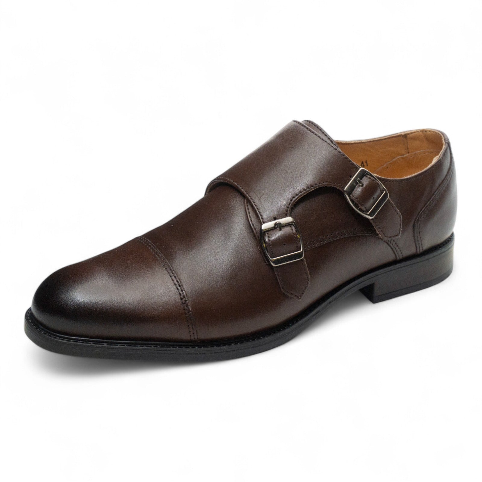 Round toe Doublemonk Straight Tip dbrown