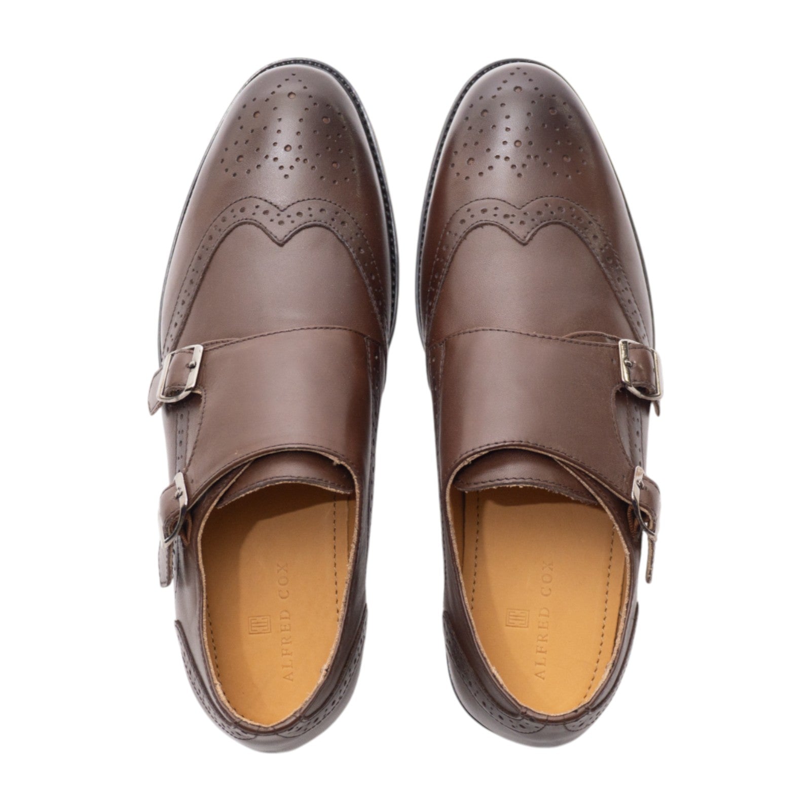 Round toe Doublemonk Wing Tip dbrown