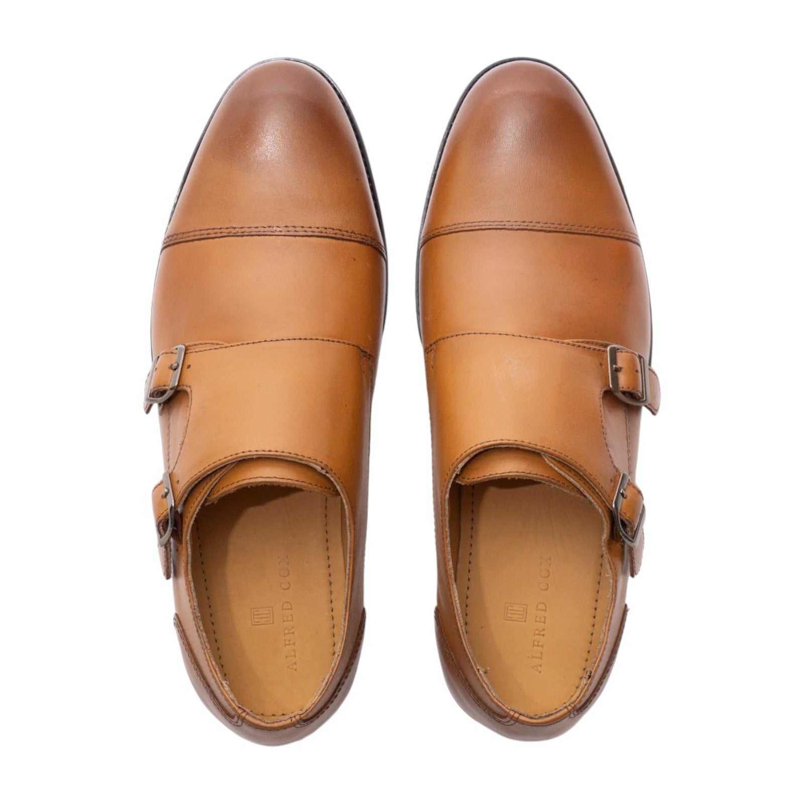 Round toe Doublemonk Straight Tip Light Brown