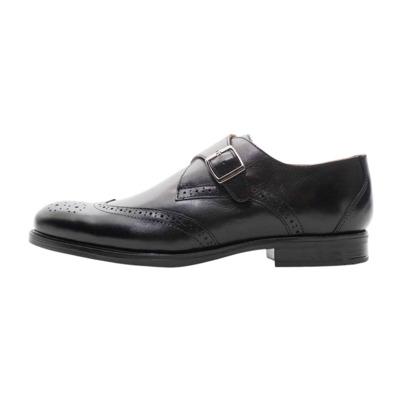 Round toe Singlemonk Wing Tip Black