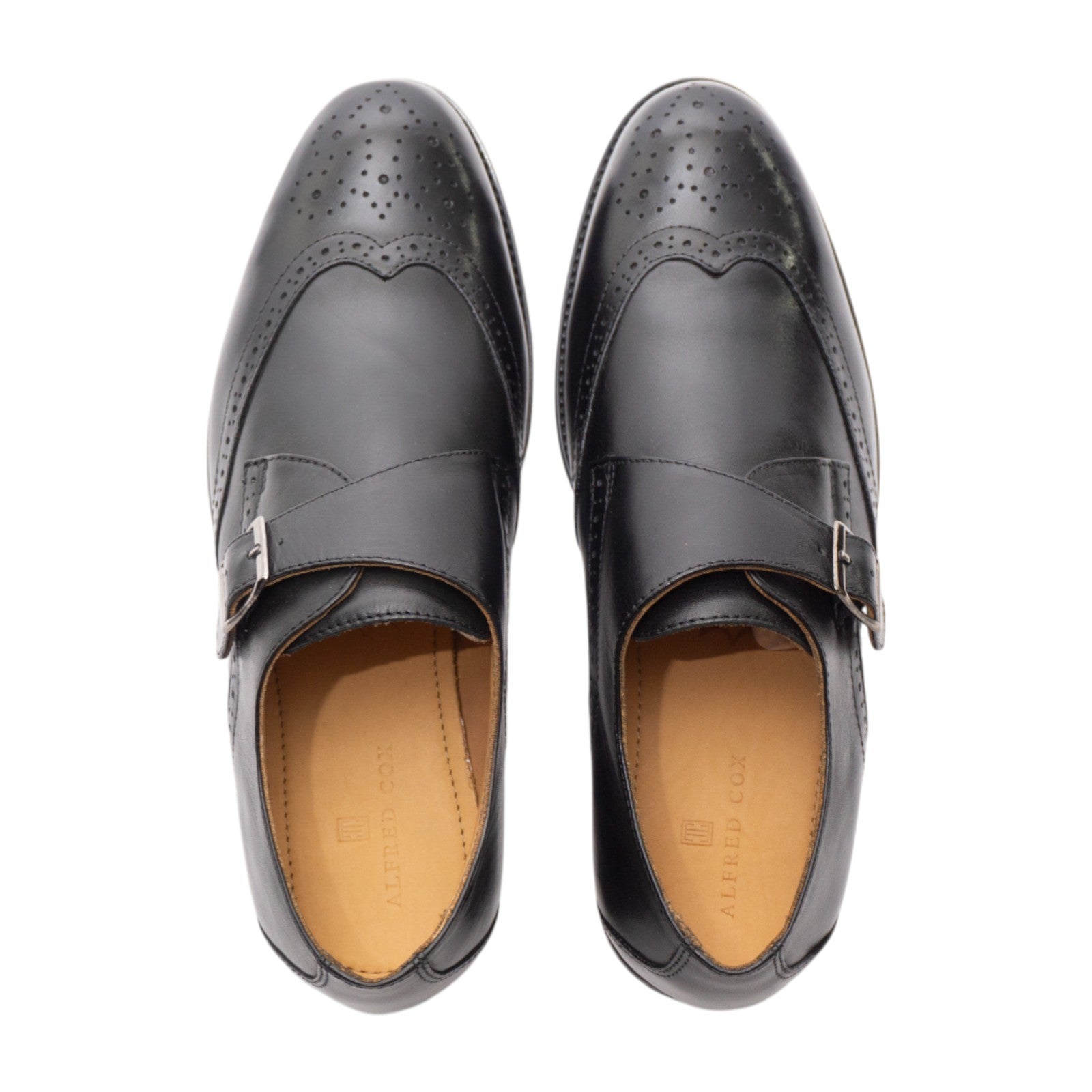 Round toe Singlemonk Wing Tip Black