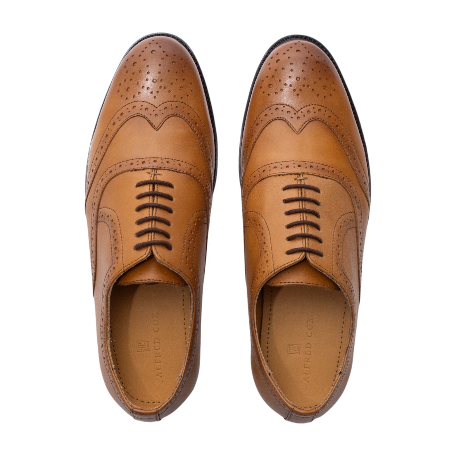Round toe Oxford Wing Tip Light Brown