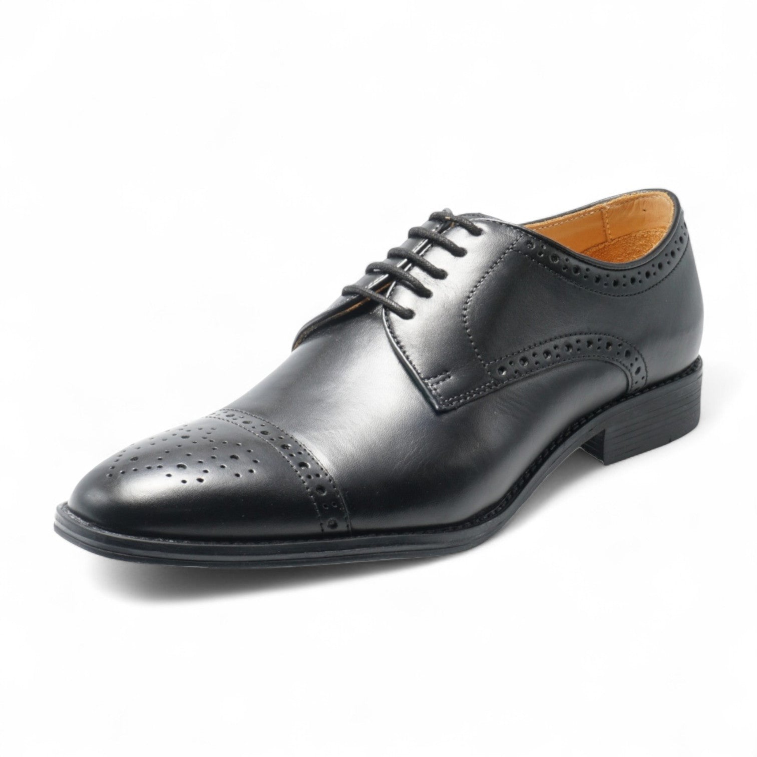 Semi long toe Derby Semi Brogue Black
