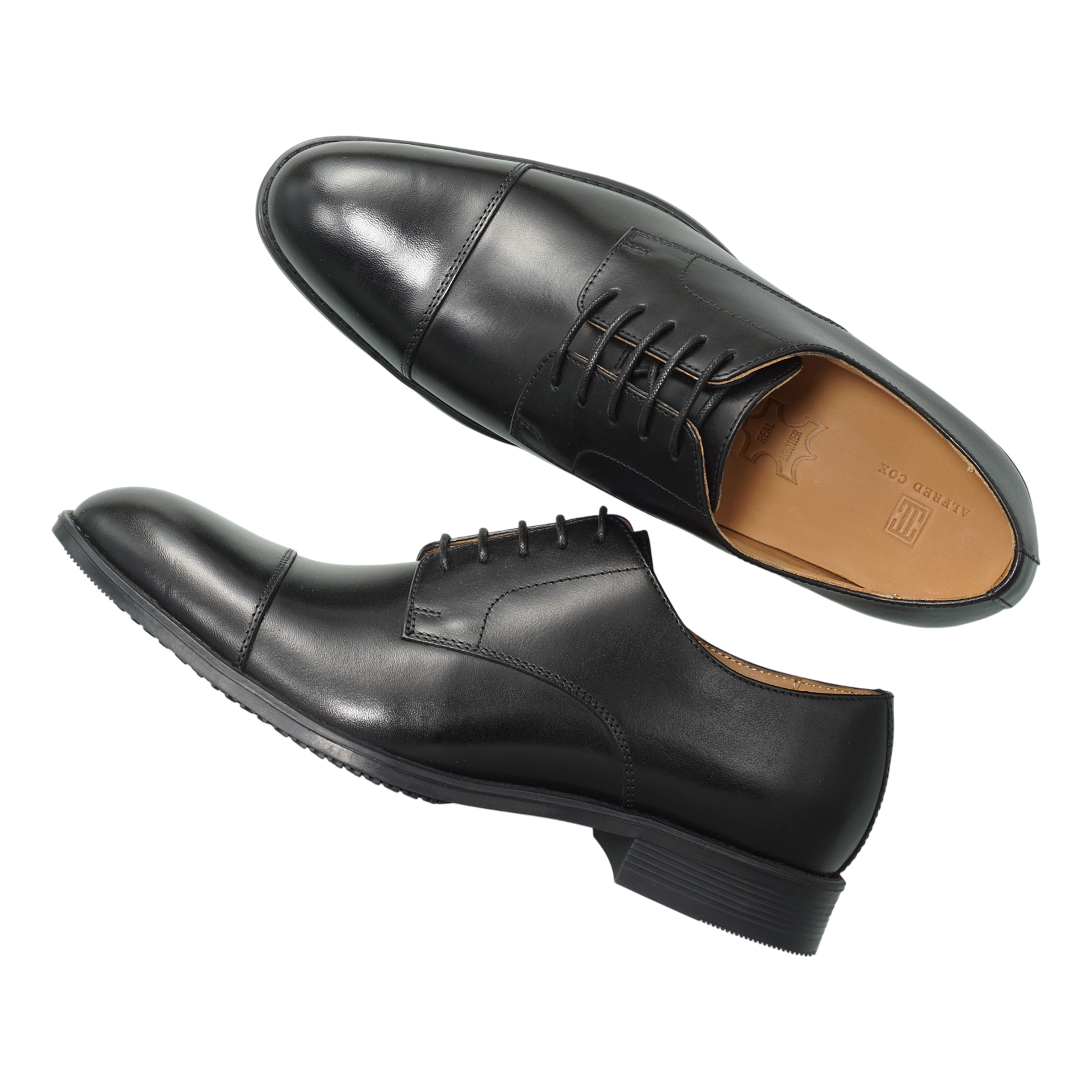 Semi long toe Derby Straight Tip Black-British Style