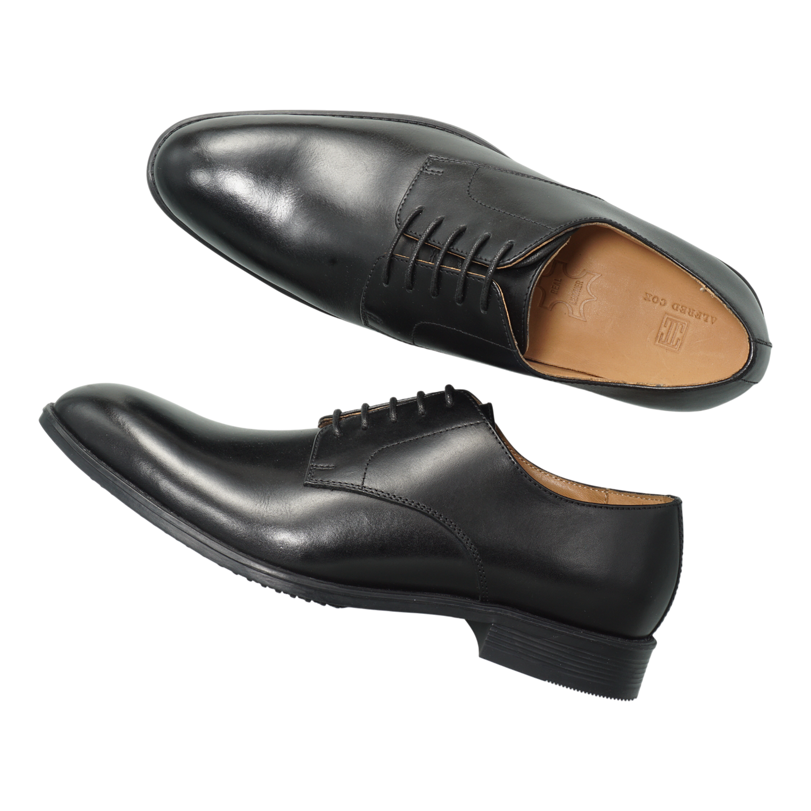 Semi long toe Derby Plane Toe Black-British Style