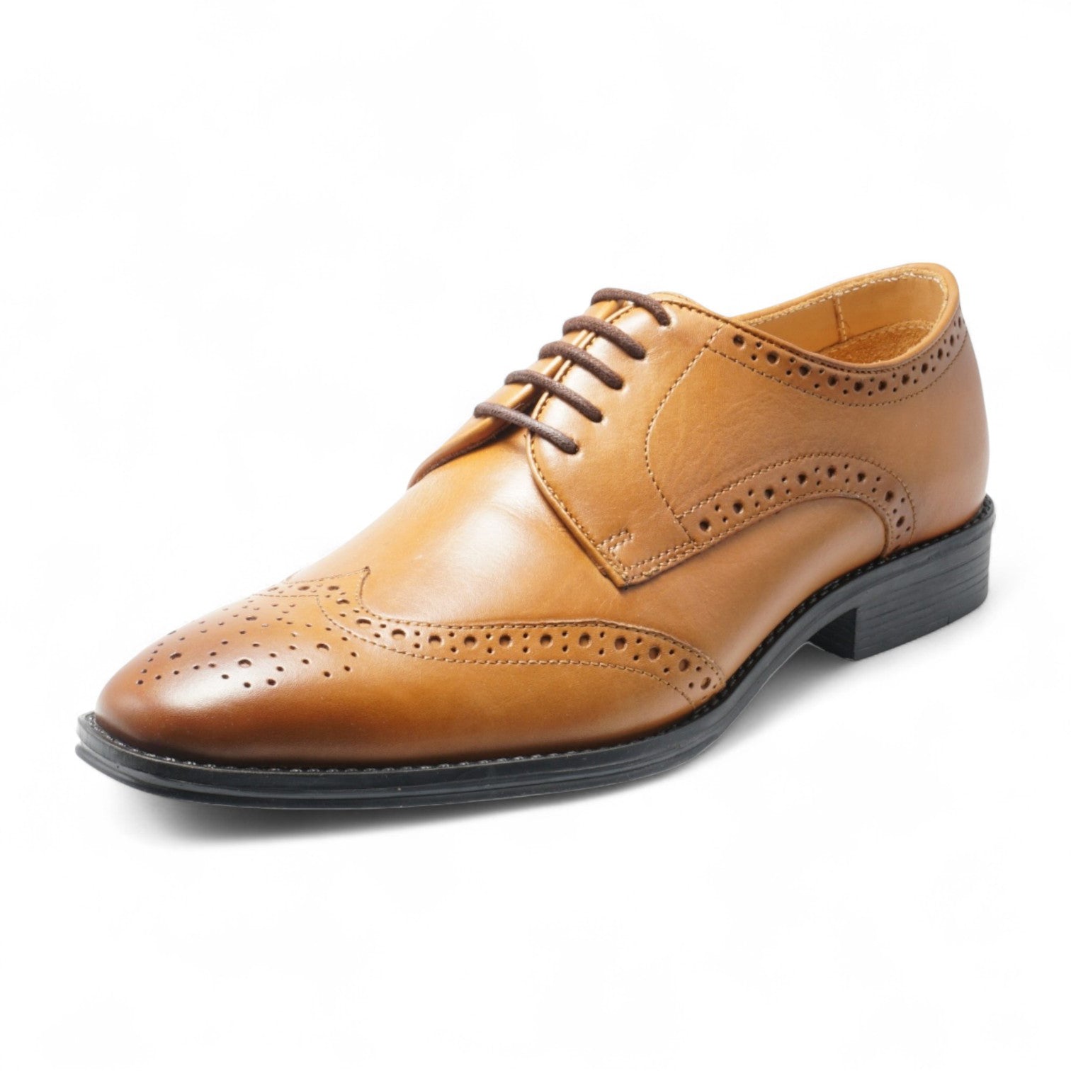 Semi long toe Derby Wing Tip tan