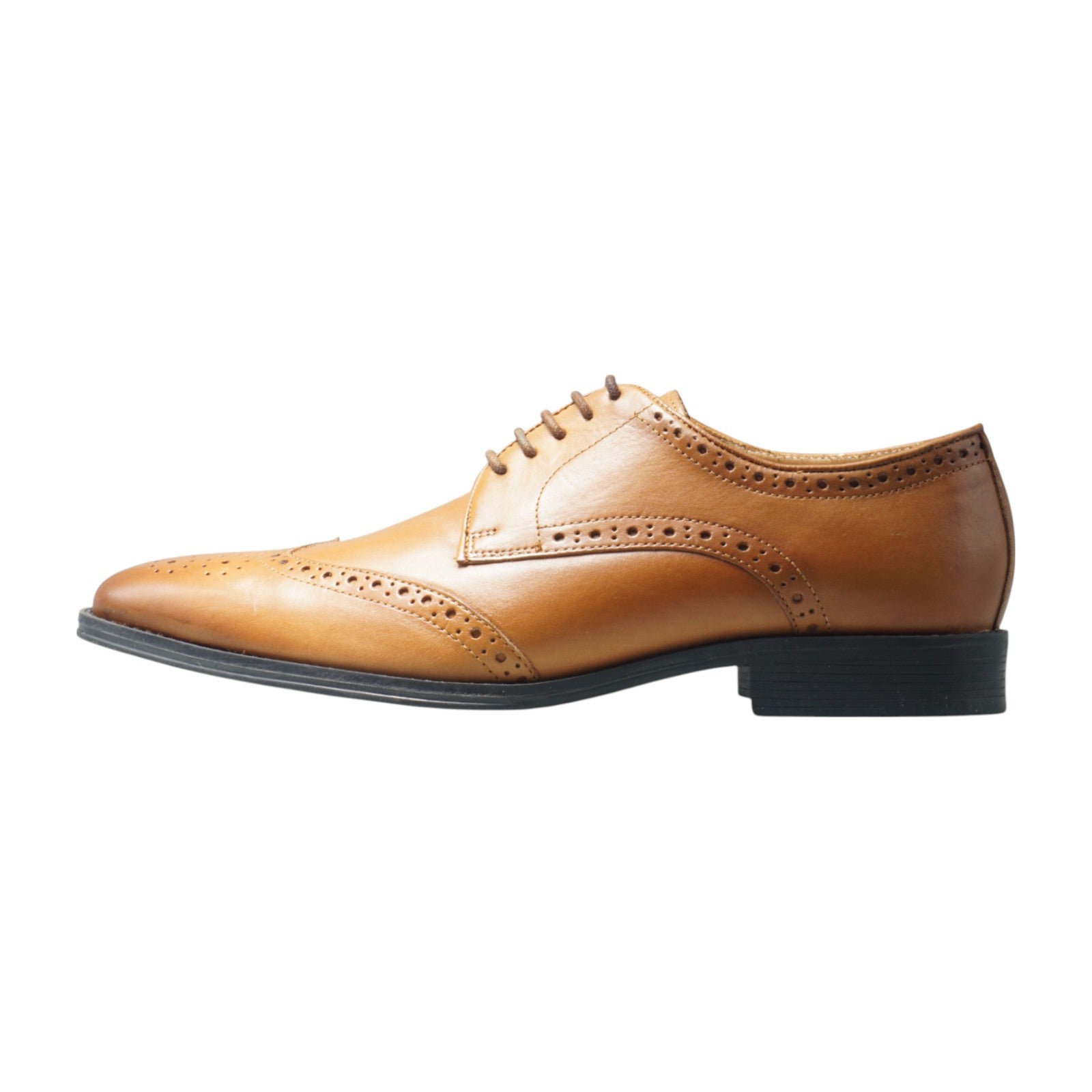 Semi long toe Derby Wing Tip tan