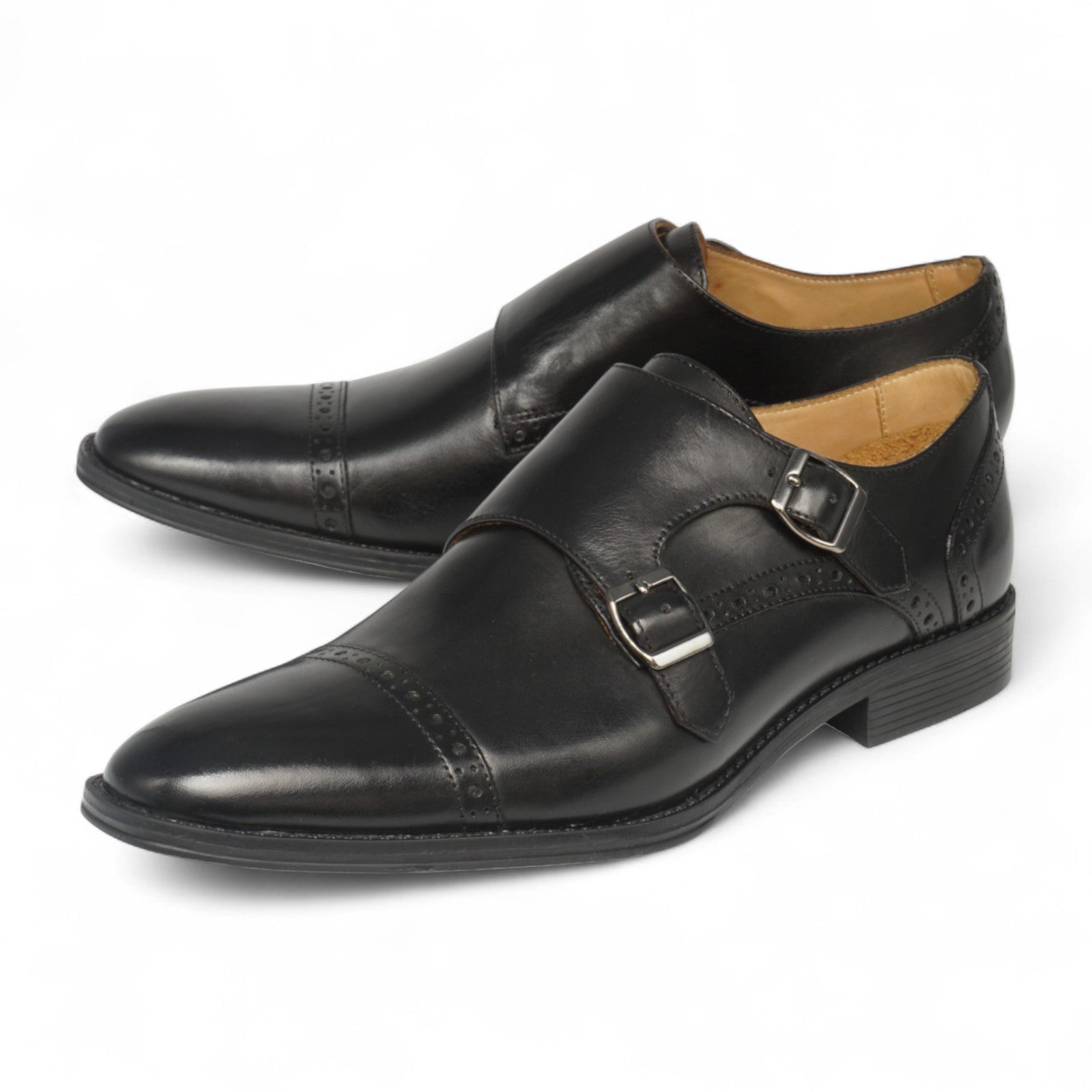 Semi long toe Doublemonk Quarter Brogue Black
