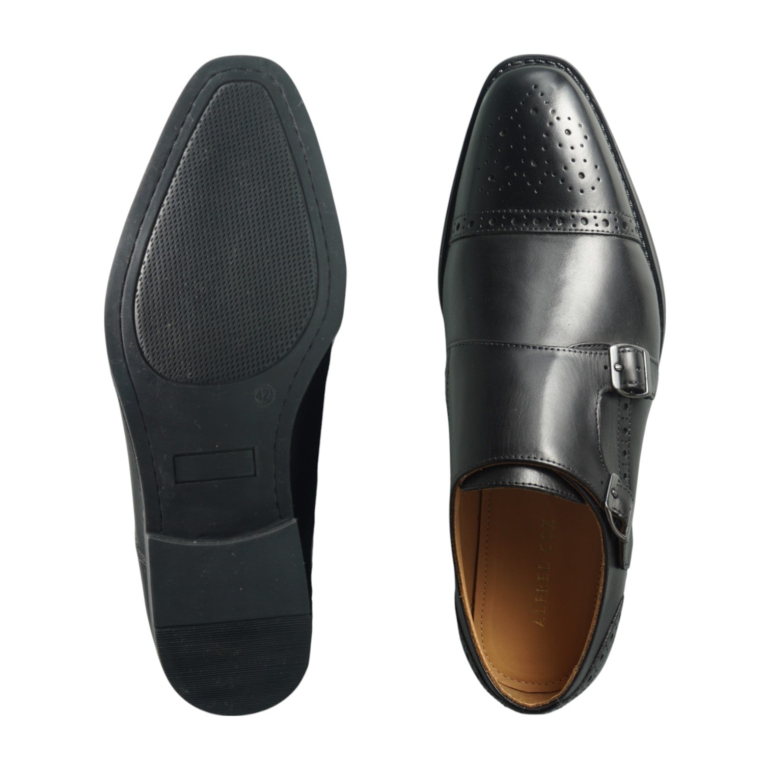 Semi long toe Doublemonk Semi Brogue Black