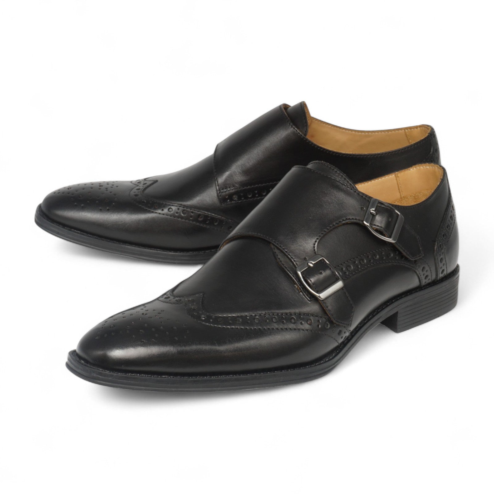 Semi long toe Doublemonk Wing Tip Black
