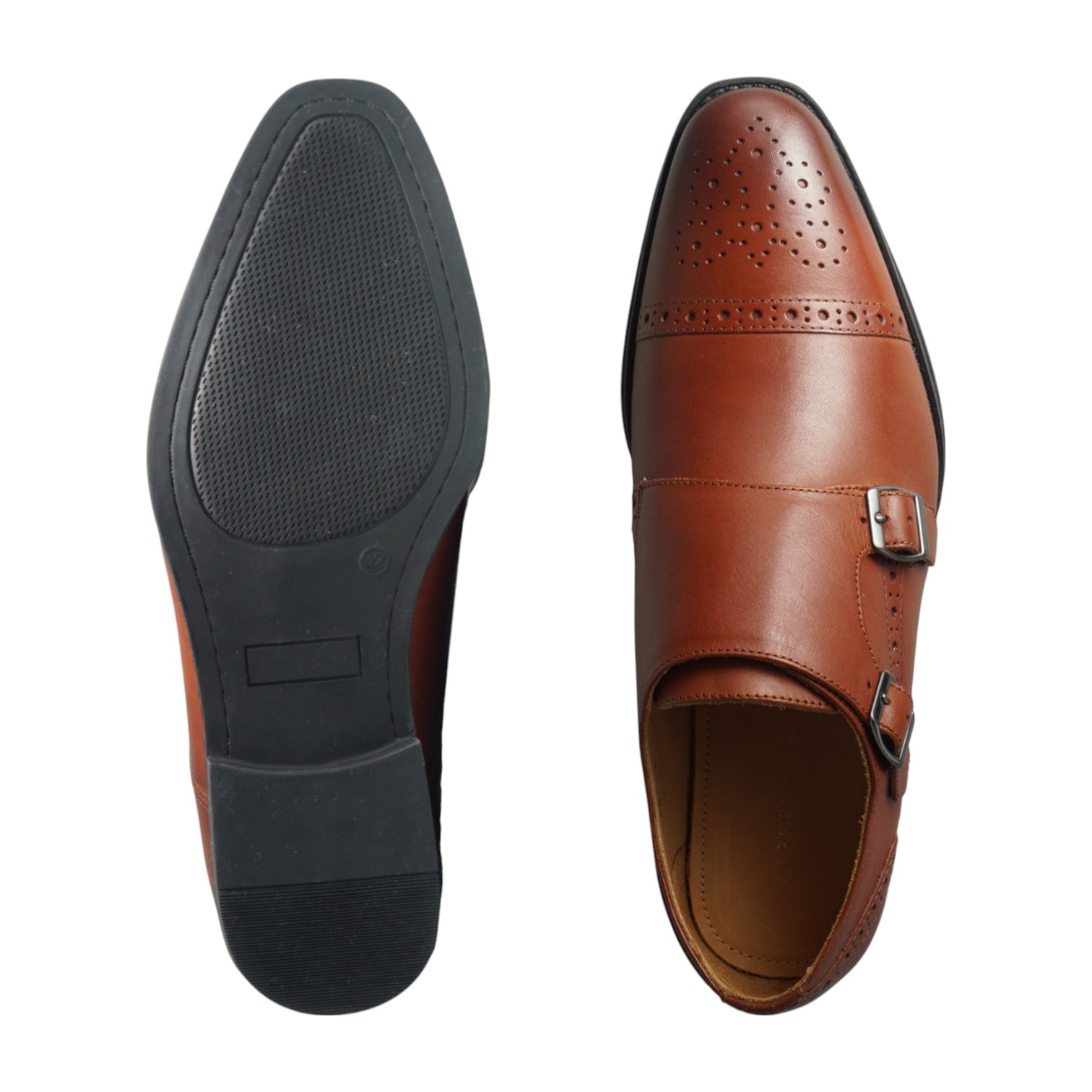 Semi long toe Doublemonk Semi Brogue brown