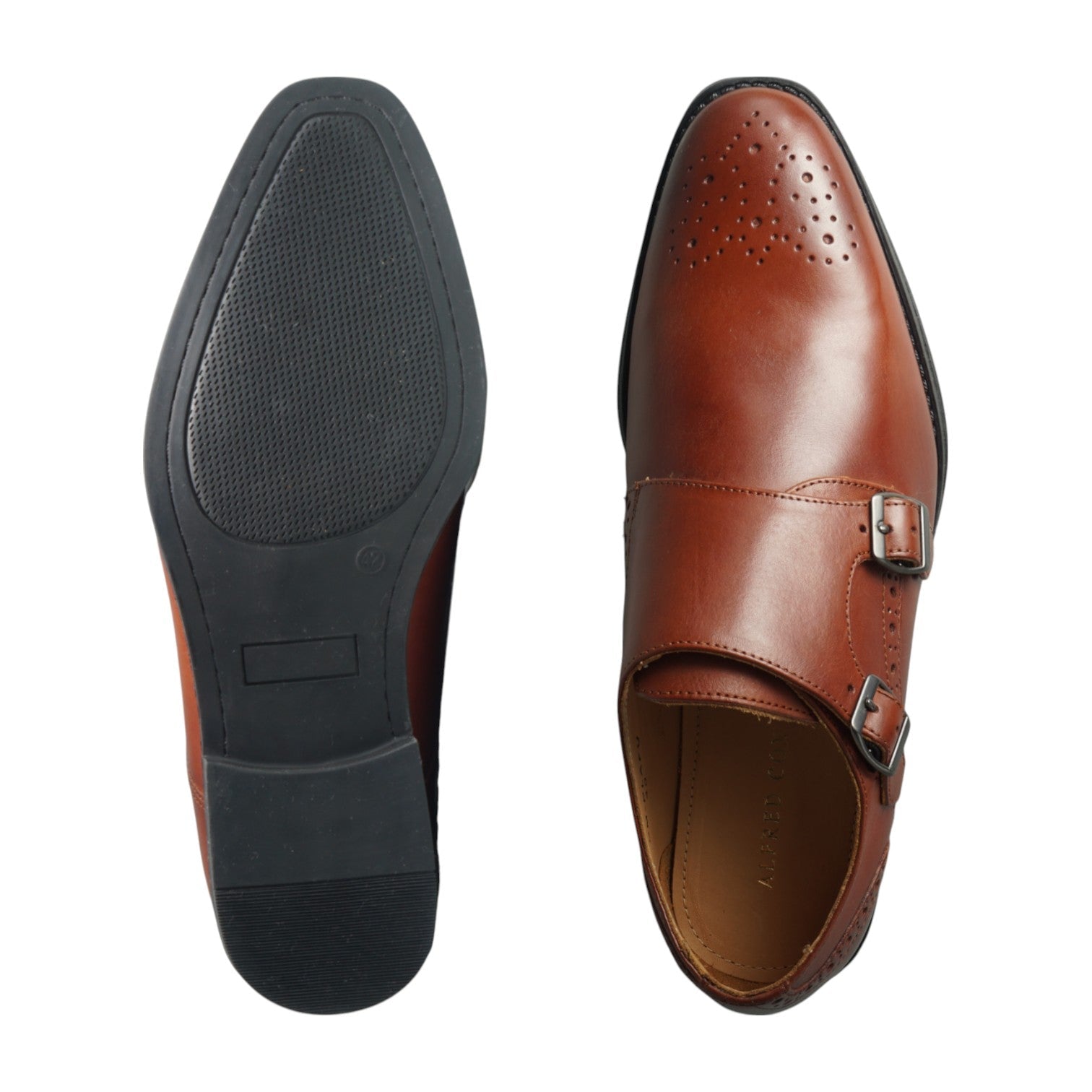 Semi long toe Doublemonk Plane medallion brown