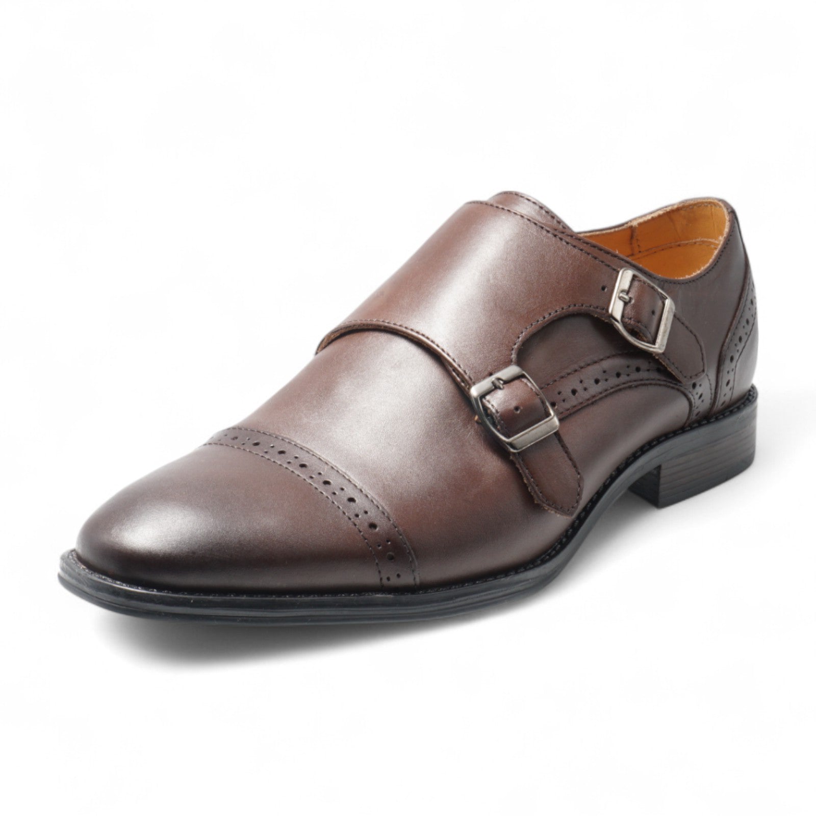 Semi long toe Doublemonk Quarter Brogue darkbrown