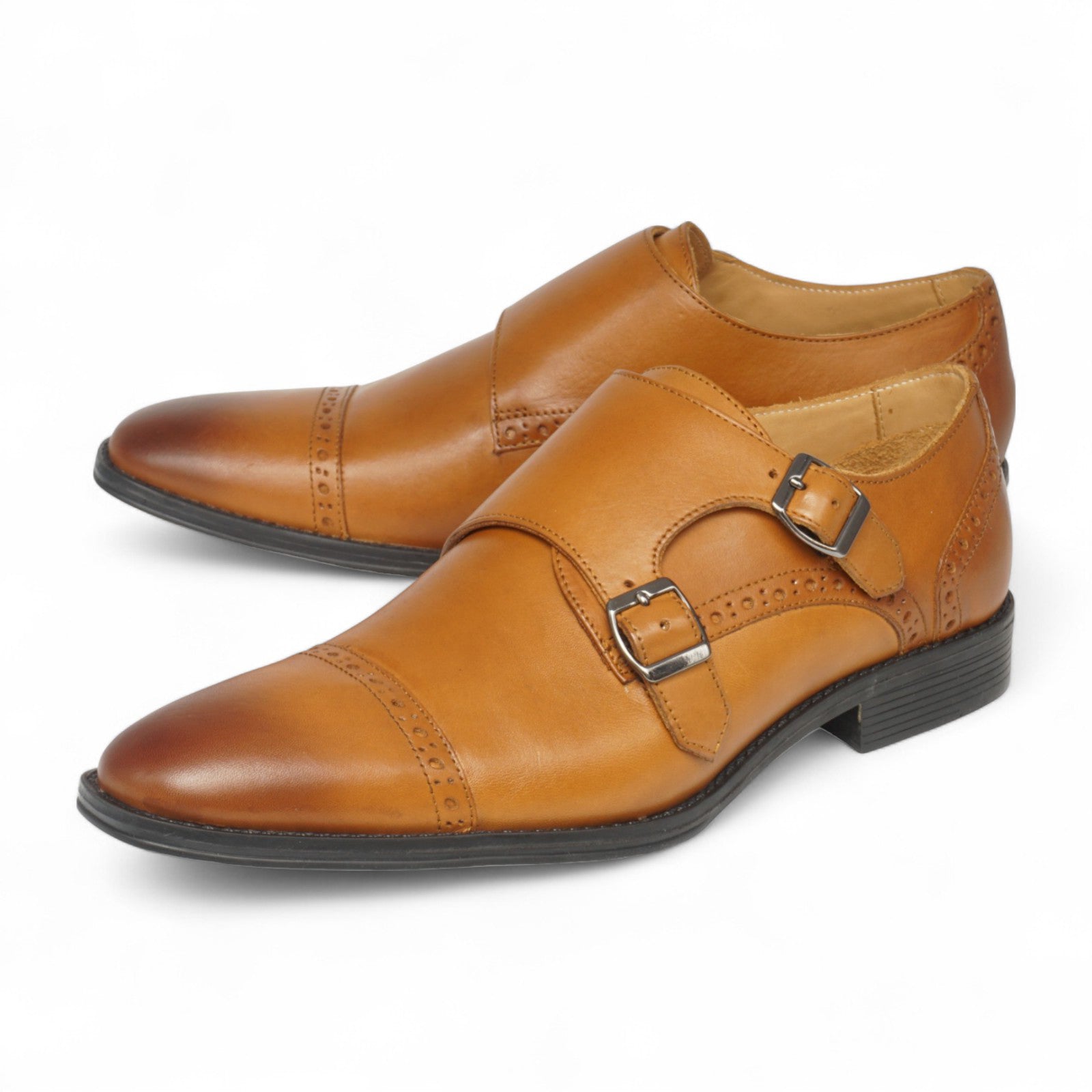 Semi long toe Doublemonk Quarter Brogue tan