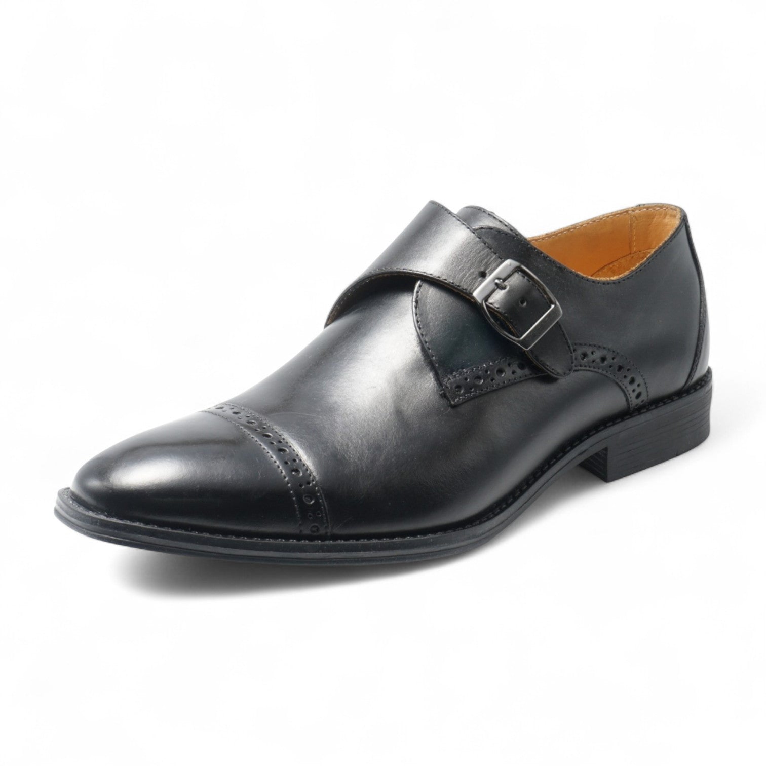 Semi long toe Singlemonk Quarter Brogue Black