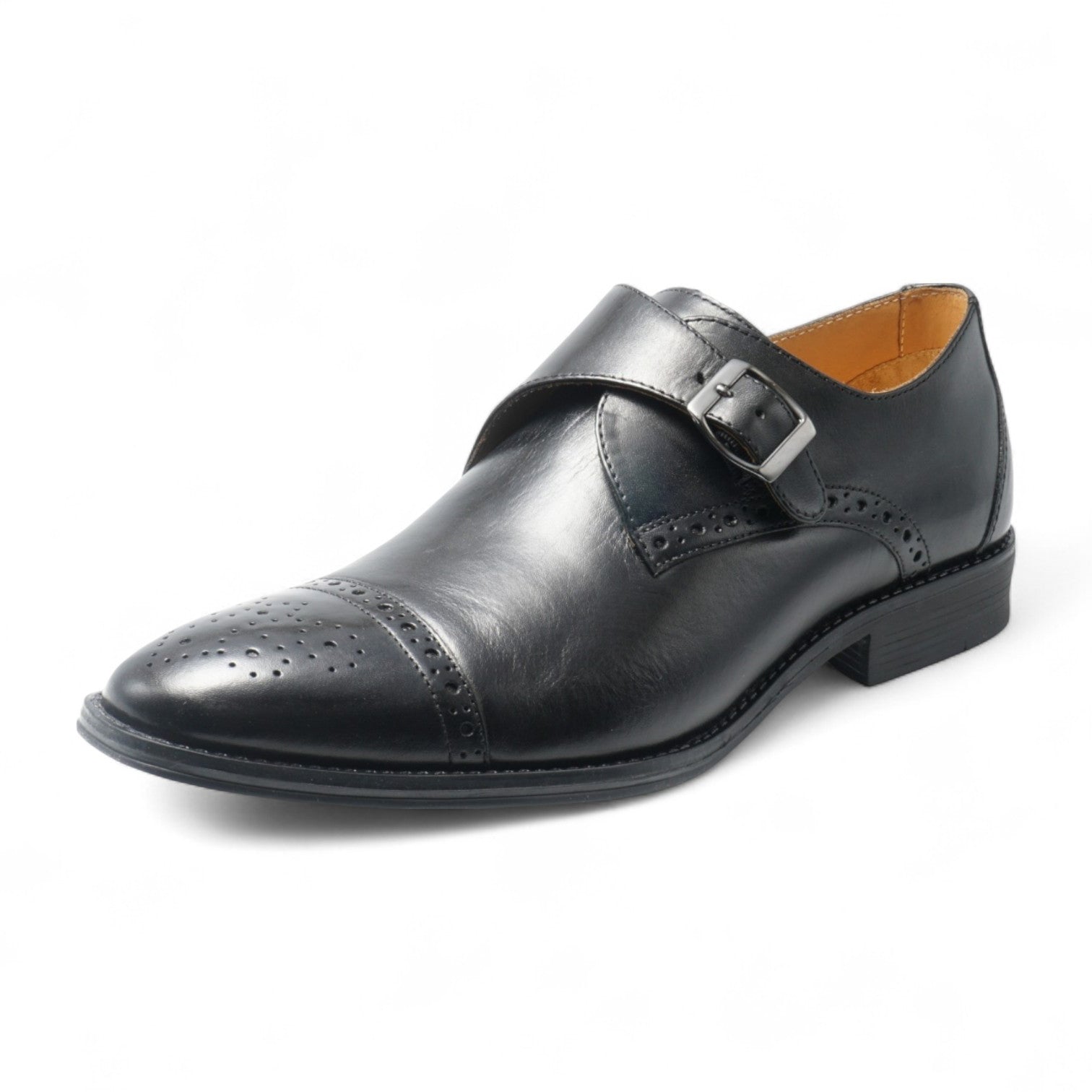 Semi long toe Singlemonk Semi Brogue Black