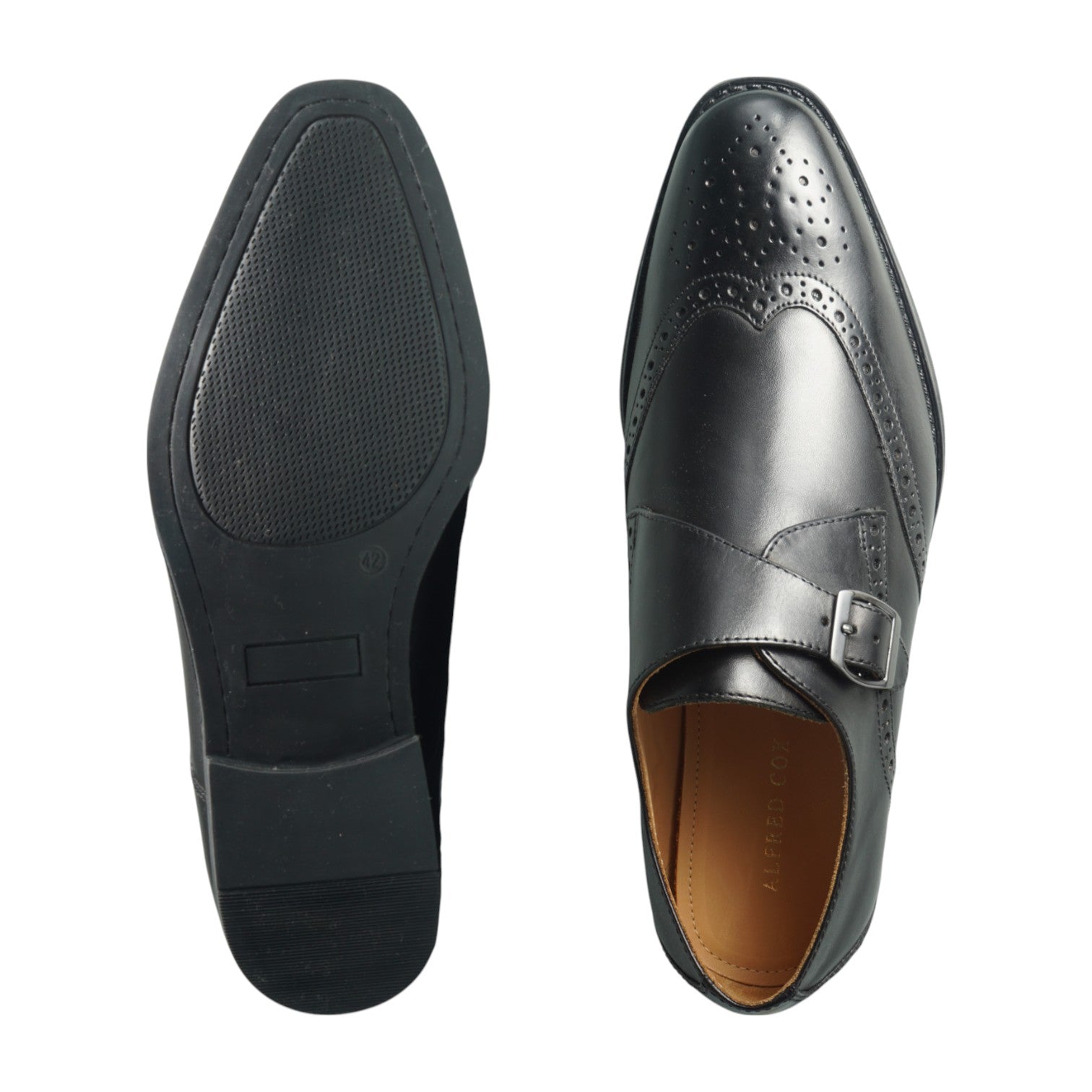 Semi long toe Singlemonk Wing Tip Black
