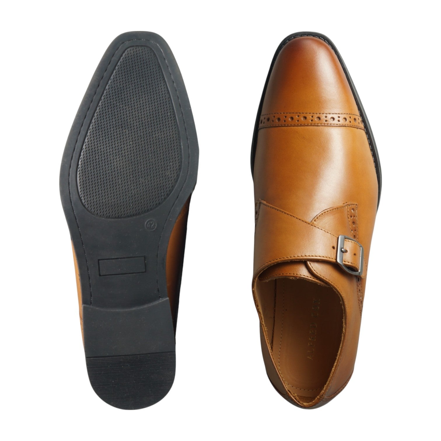 Semi long toe Singlemonk Quarter Brogue tan